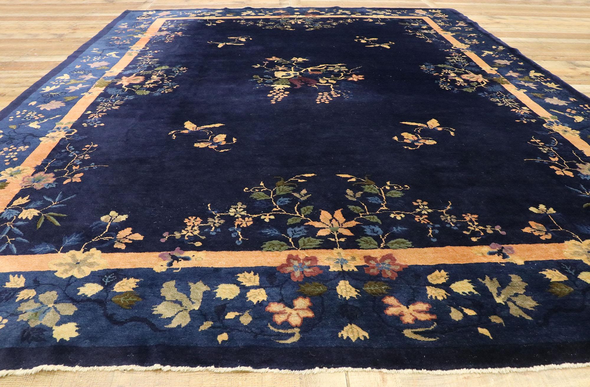 Antique Chinese Peking Rug with Art Deco Style Inspired by Walter Nichols 1