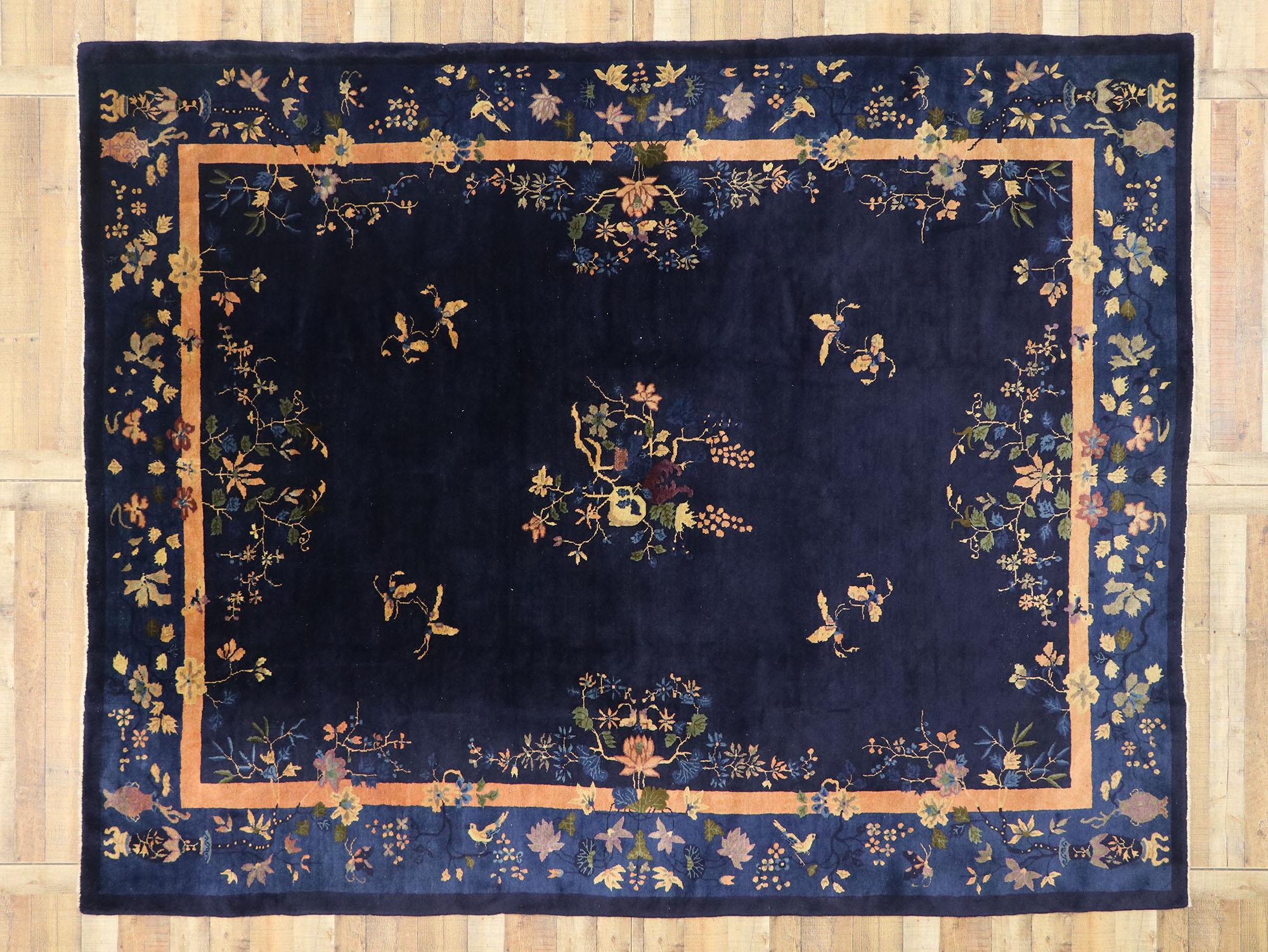 Antique Chinese Peking Rug with Art Deco Style Inspired by Walter Nichols For Sale 2