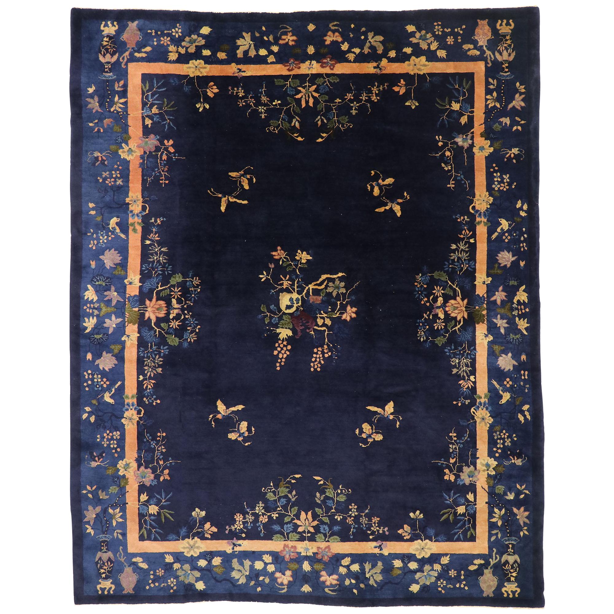 Antique Chinese Peking Rug with Art Deco Style Inspired by Walter Nichols