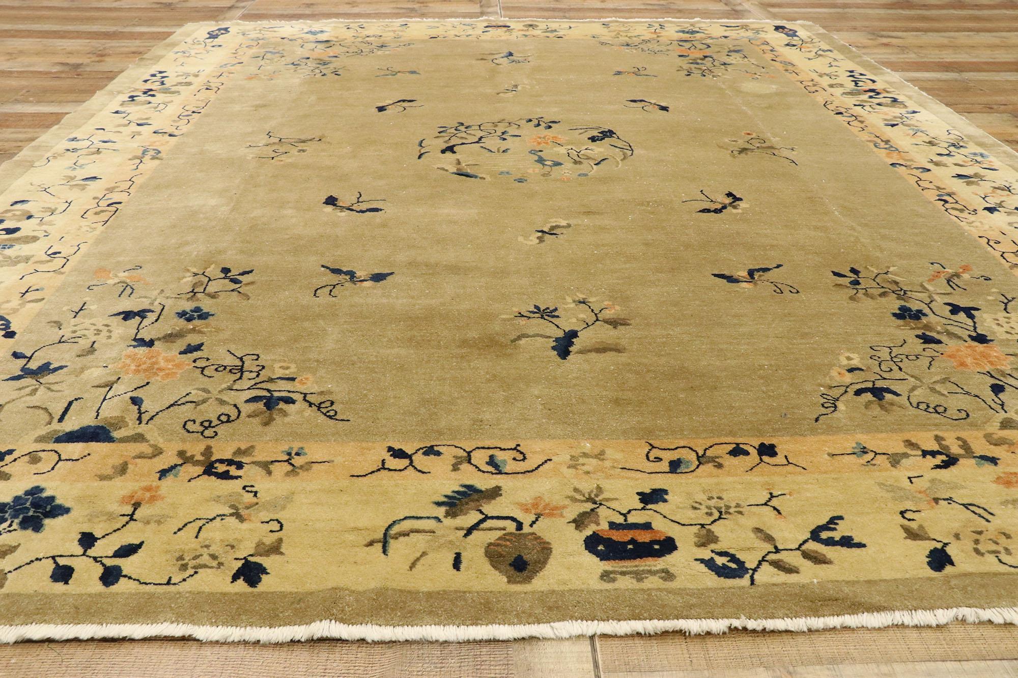 Antique Chinese Peking Rug with Chinoiserie Art Deco Style 1