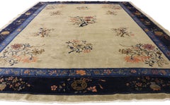 A Symphony of Seasons: Antique Chinese Peking Rug of Timeless Harmony
