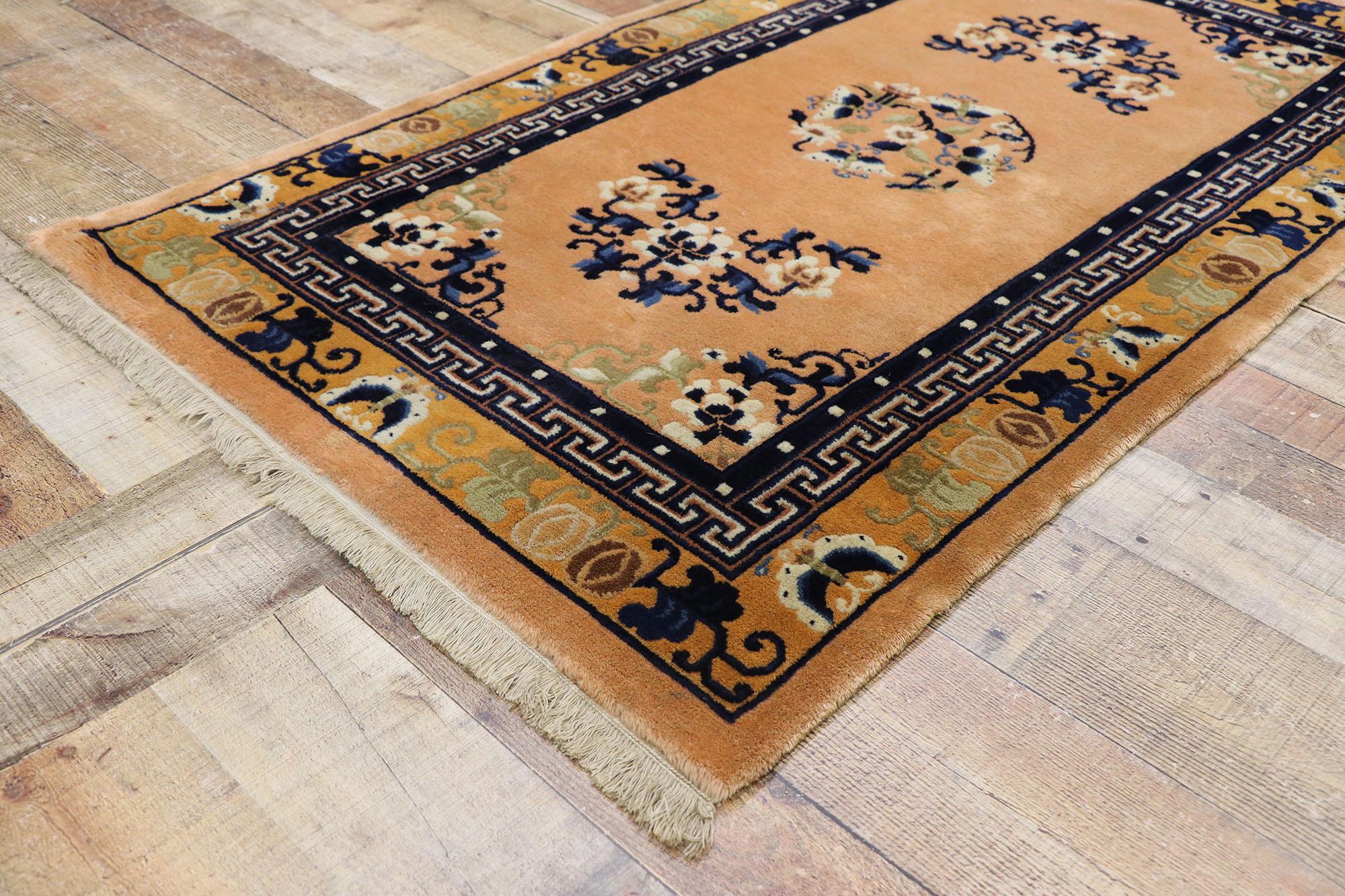 20th Century Antique Chinese Peking Rug with Chinoiserie Chic Style For Sale