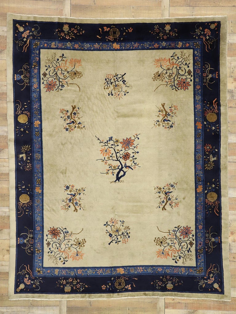 Antique Chinese Peking Rug with Chinoiserie Chic Style For Sale at ...