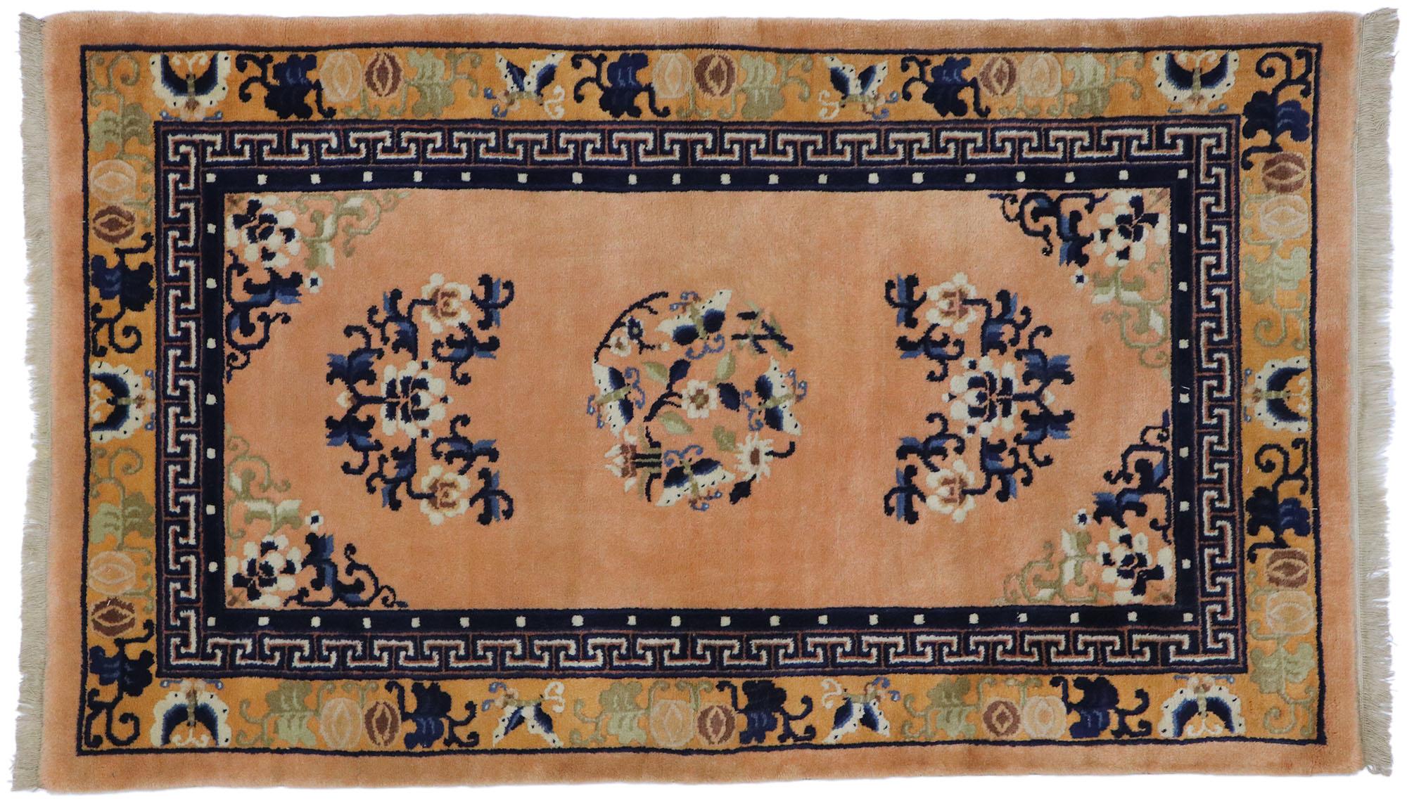 Antique Chinese Peking Rug with Chinoiserie Chic Style For Sale 2