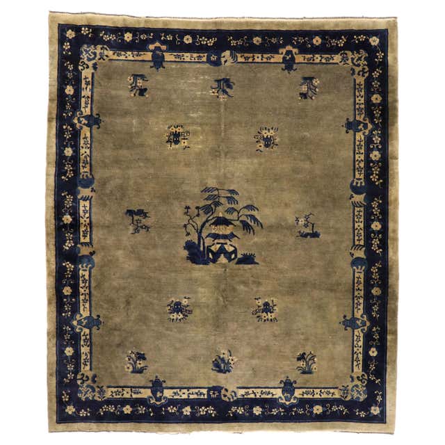 Antique Chinese Art Deo Pictorial Rug with Chinoiserie Style For Sale ...