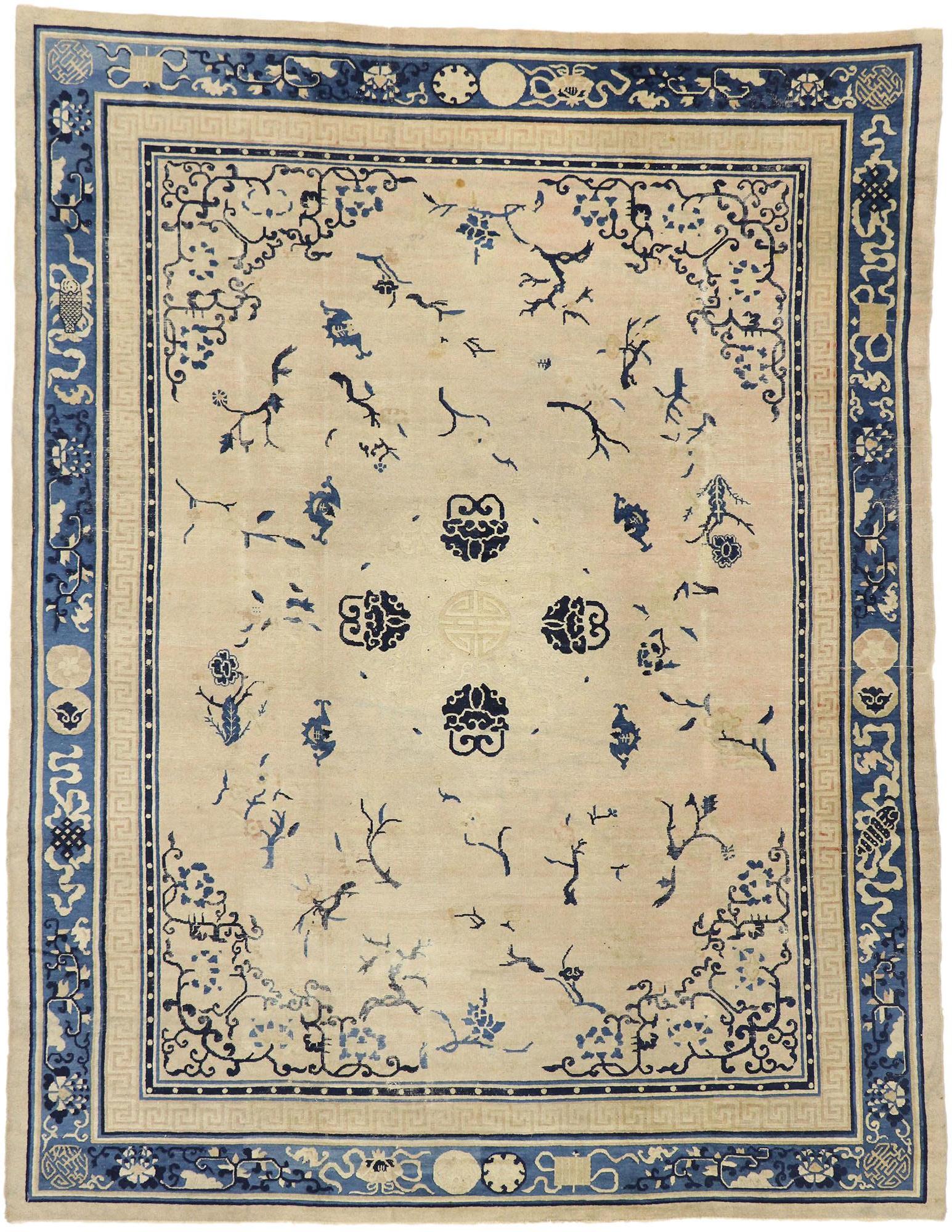 Antiker chinesischer Peking-Teppich im Chinoiserie-Stil