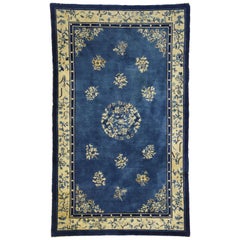 Antique Chinese Peking Rug with Romantic Chinoiserie Chic Style