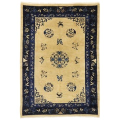 Antique Chinese Peking Rug with Romantic Chinoiserie Style