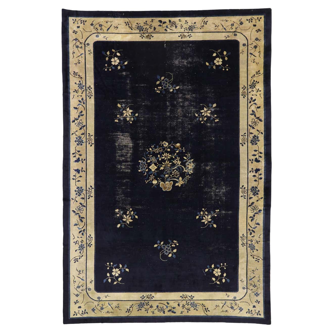 Antique Chinese Peking Rug with Rustic Chinoiserie Style For Sale at ...