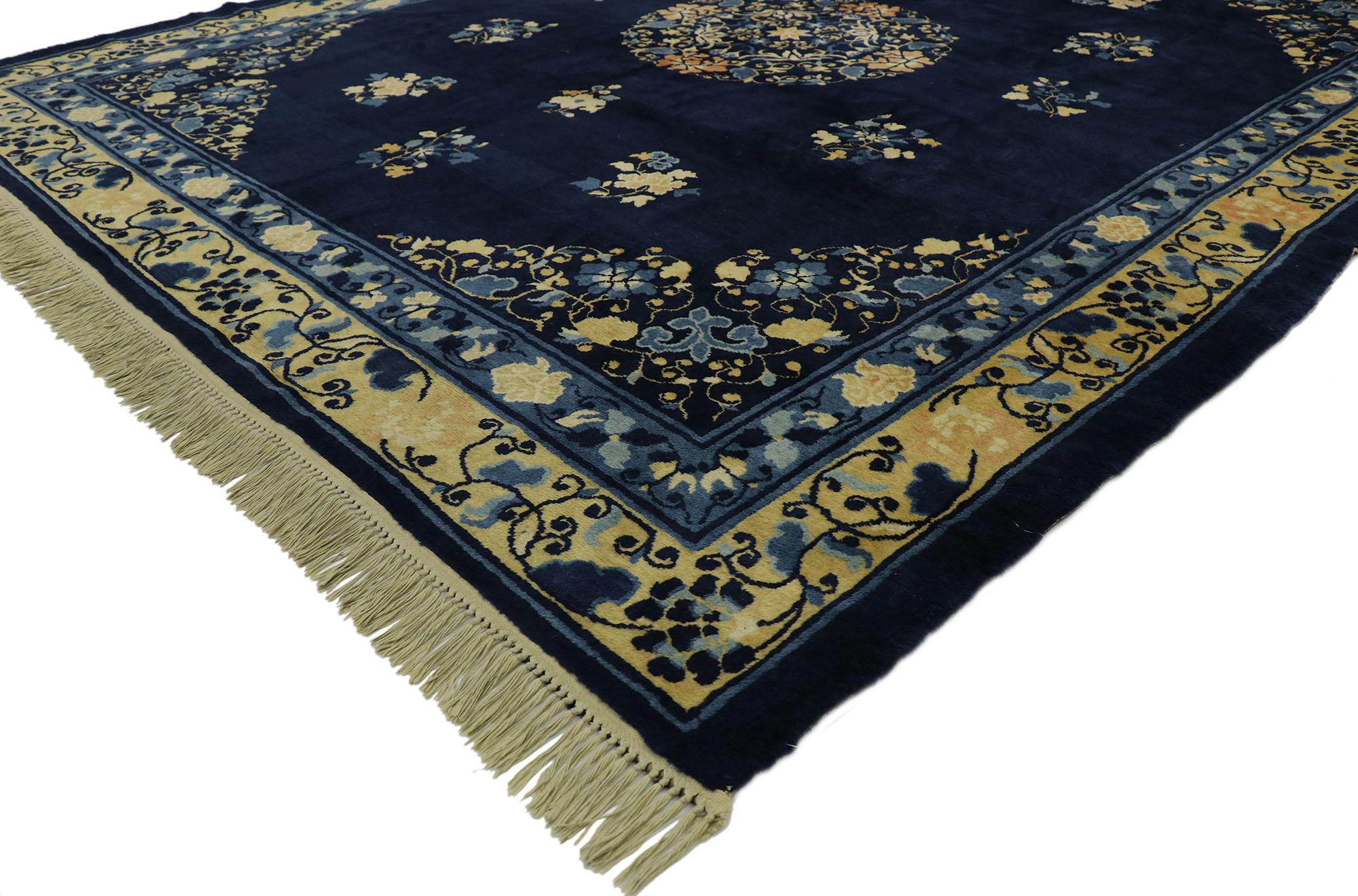 Hand-Knotted Antique Chinese Peking Rug with Traditional Chinoiserie Style For Sale