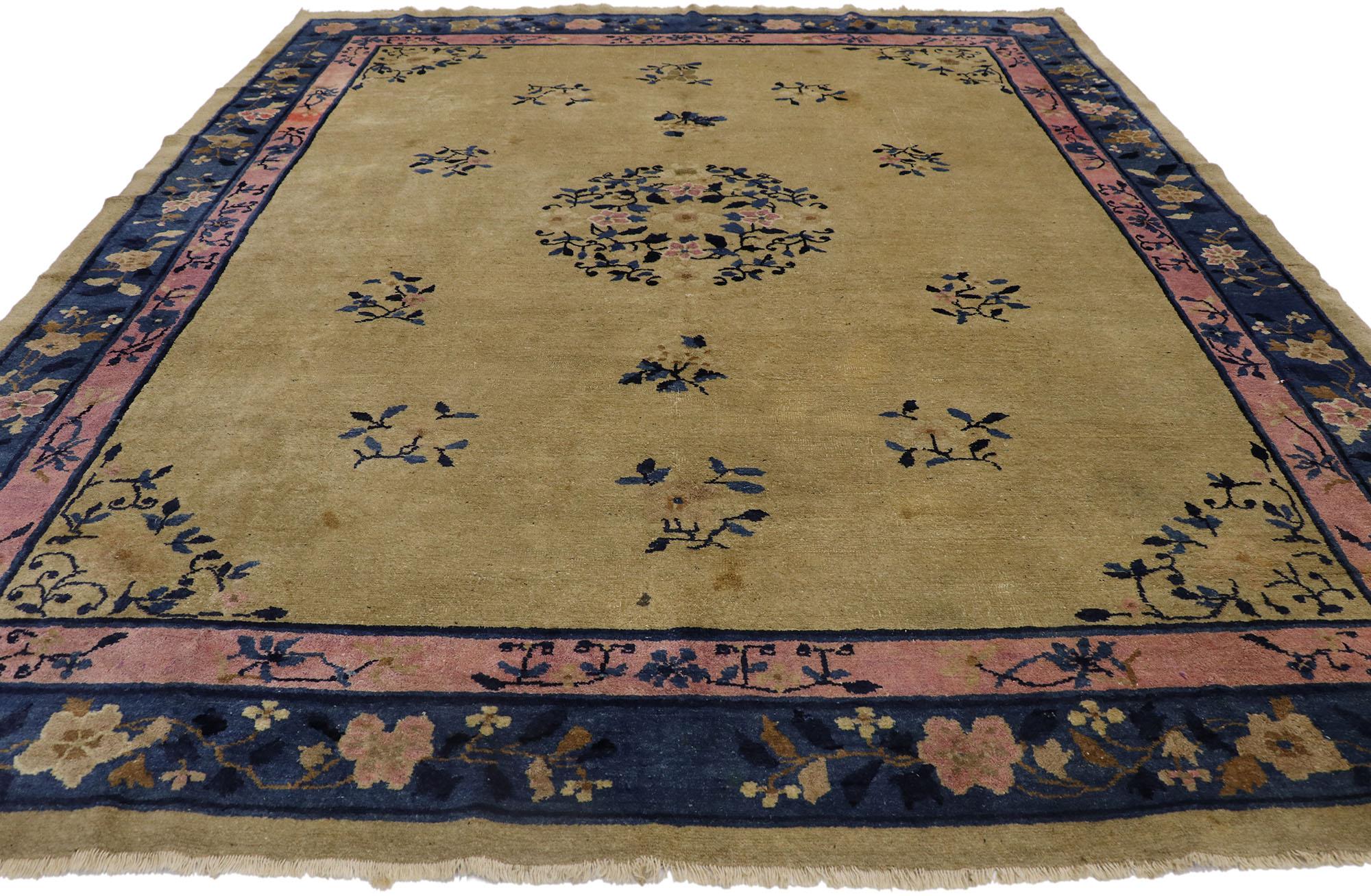 Hand-Knotted Antique Chinese Peking Rug with Traditional Chinoiserie Style For Sale