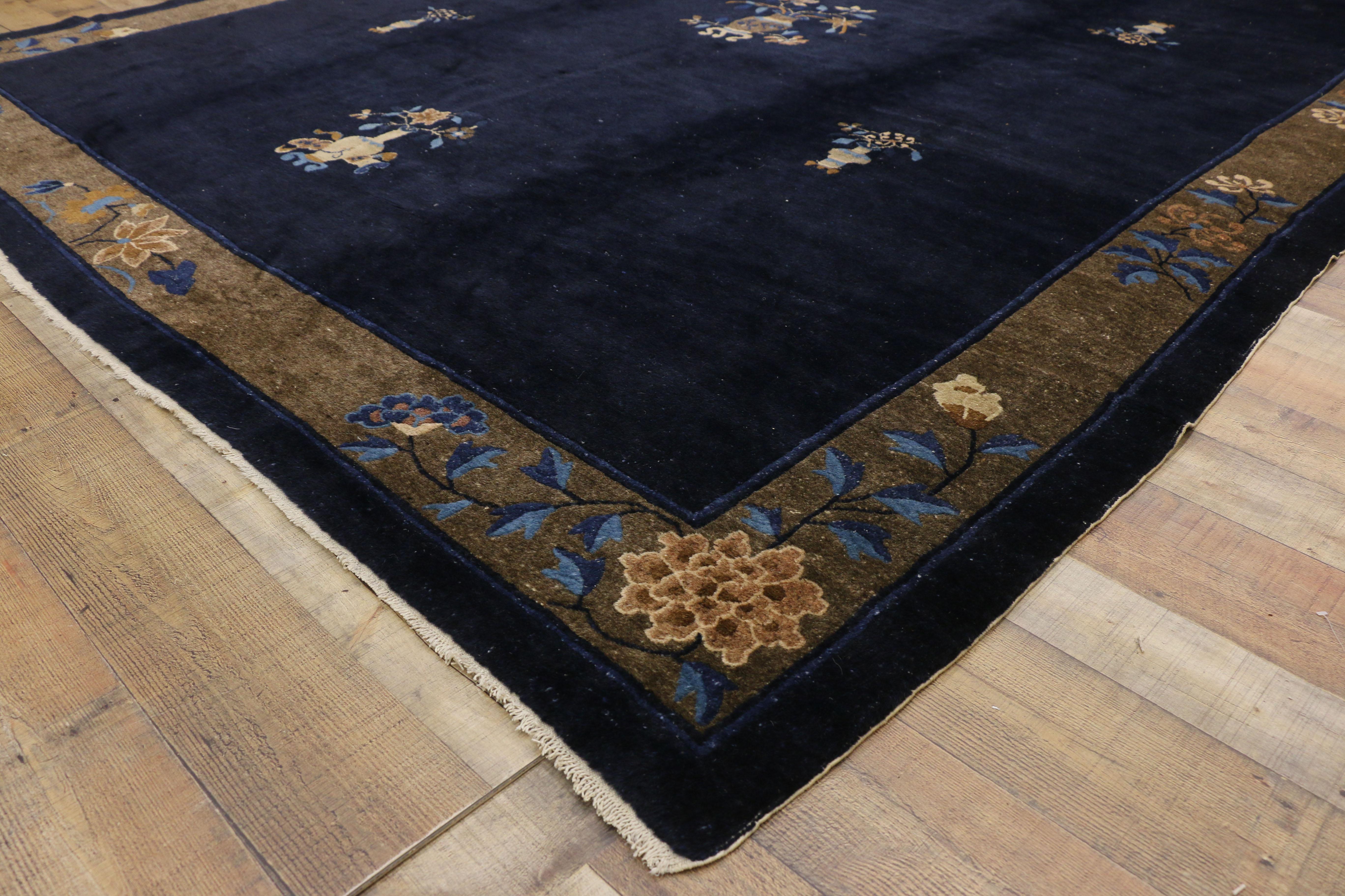 20th Century Antique Chinese Peking Rug with Traditional Chinoiserie Style For Sale