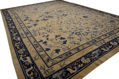 1890s Camel Medallion Antique Chinese Peking Carpet 13'9"x19'5" Knotted Wool Rug