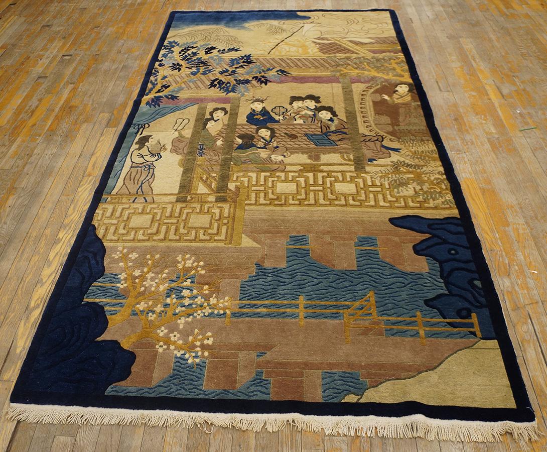 Hand-Knotted 1920s Pictorial Chinese Peking Carpet ( 4' 6''x 9' 1'' - 137 x 276 ) For Sale