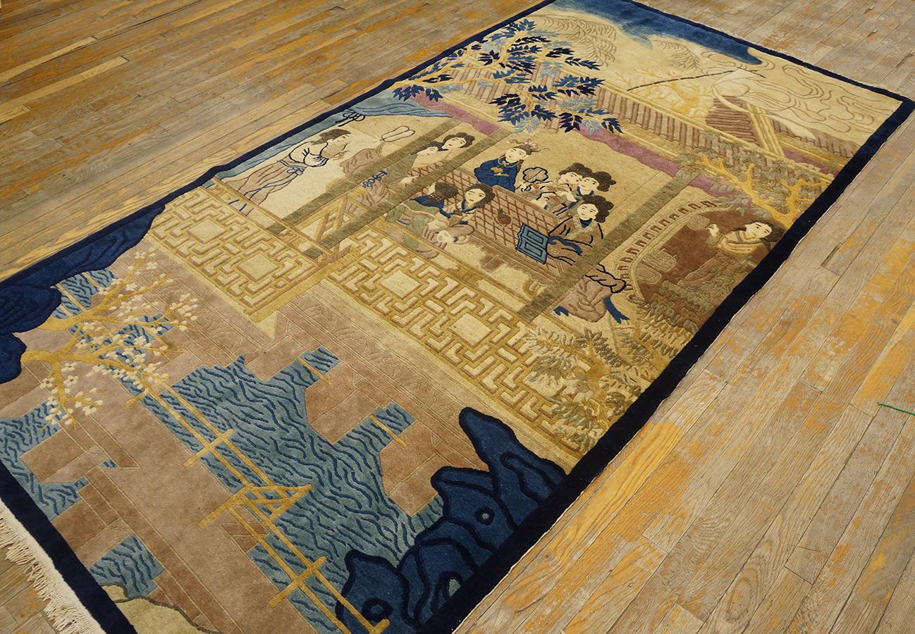 1920s Pictorial Chinese Peking Carpet ( 4' 6''x 9' 1'' - 137 x 276 ) In Good Condition For Sale In New York, NY