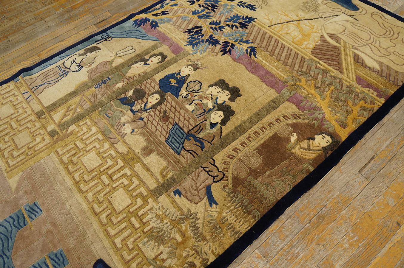 Early 20th Century 1920s Pictorial Chinese Peking Carpet ( 4' 6''x 9' 1'' - 137 x 276 ) For Sale