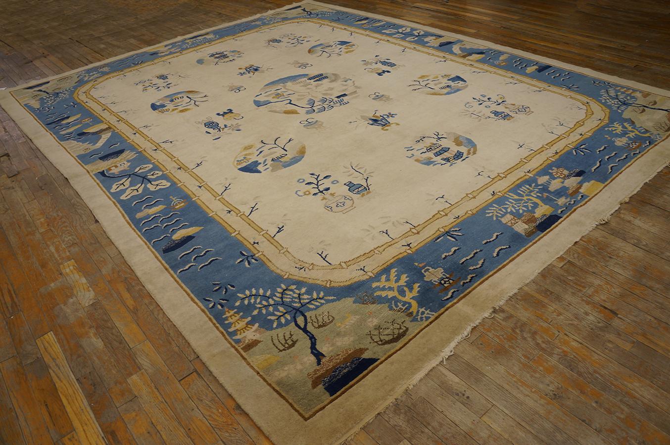 Hand-Knotted Antique Chinese, Peking Rugs 9' 0'' x 11' 8'' For Sale
