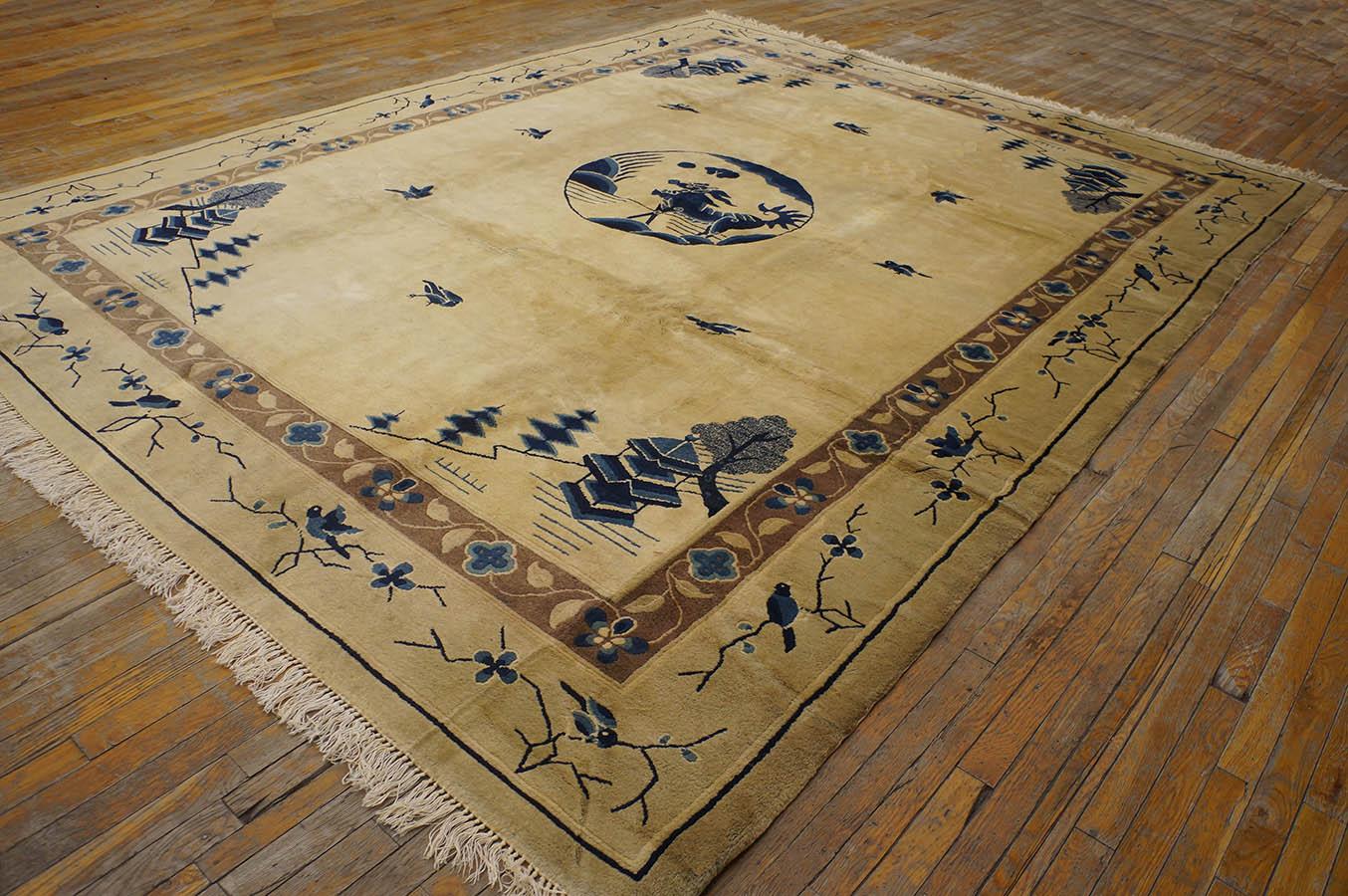 Antike chinesische - Peking Teppiche, Größe: 9' 0'' x 11' 9''.
