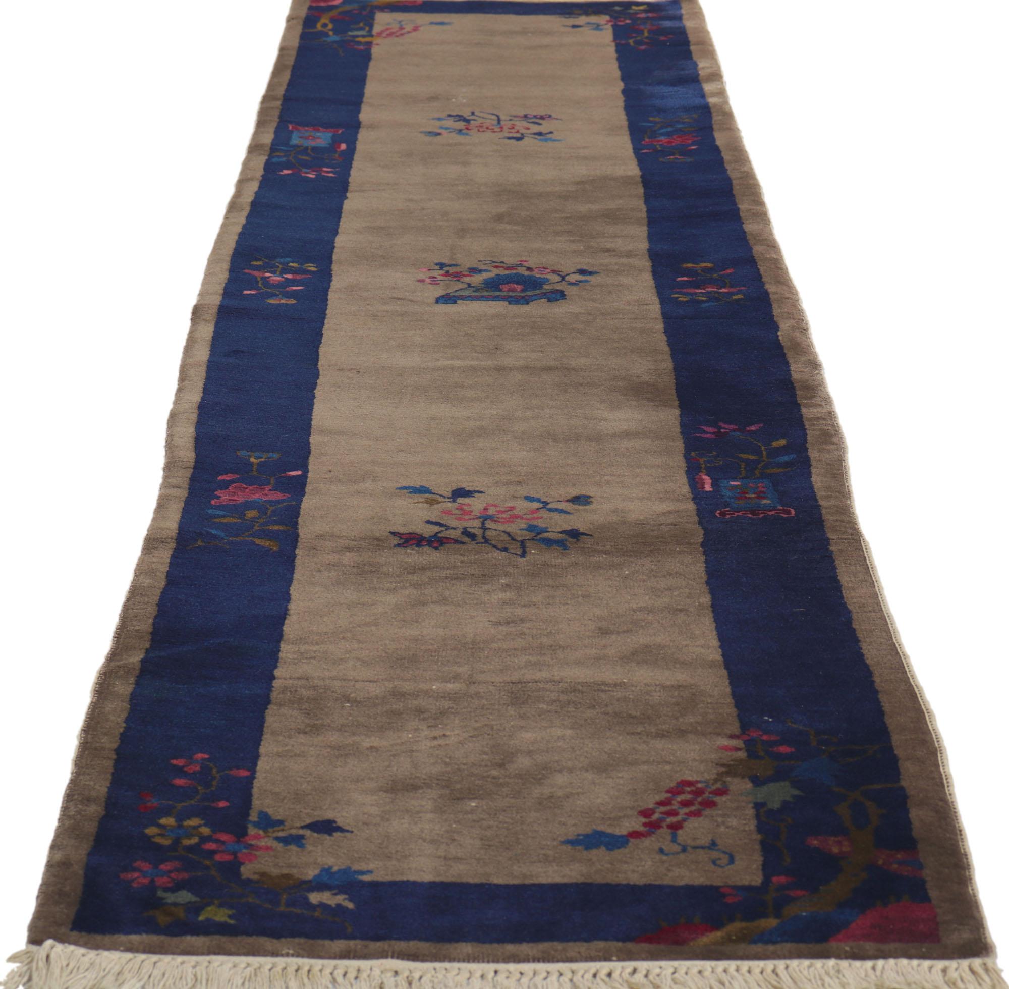 Hand-Knotted Antique Chinese Peking Runner For Sale