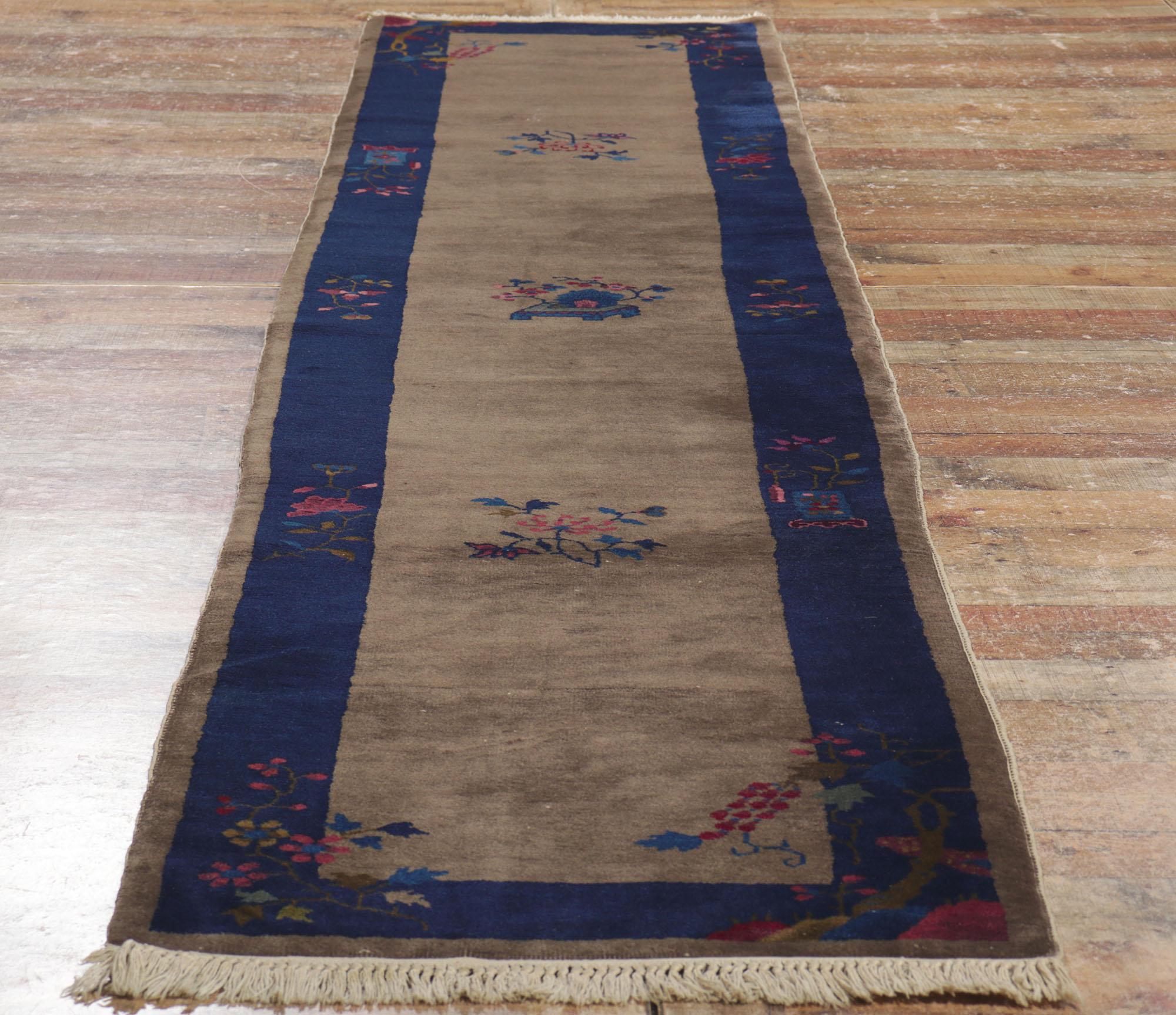 Wool Antique Chinese Peking Runner For Sale
