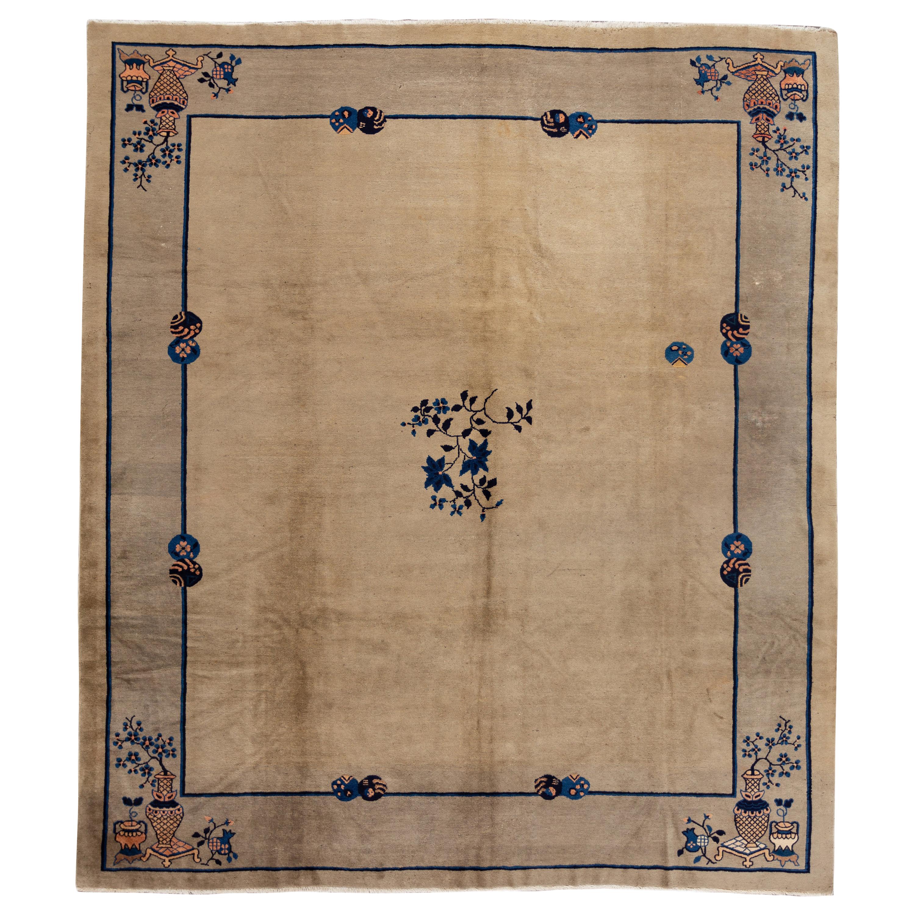 Ancien tapis chinois de Pékin en laine de 10 pieds x 11 pieds 4 po. en vente