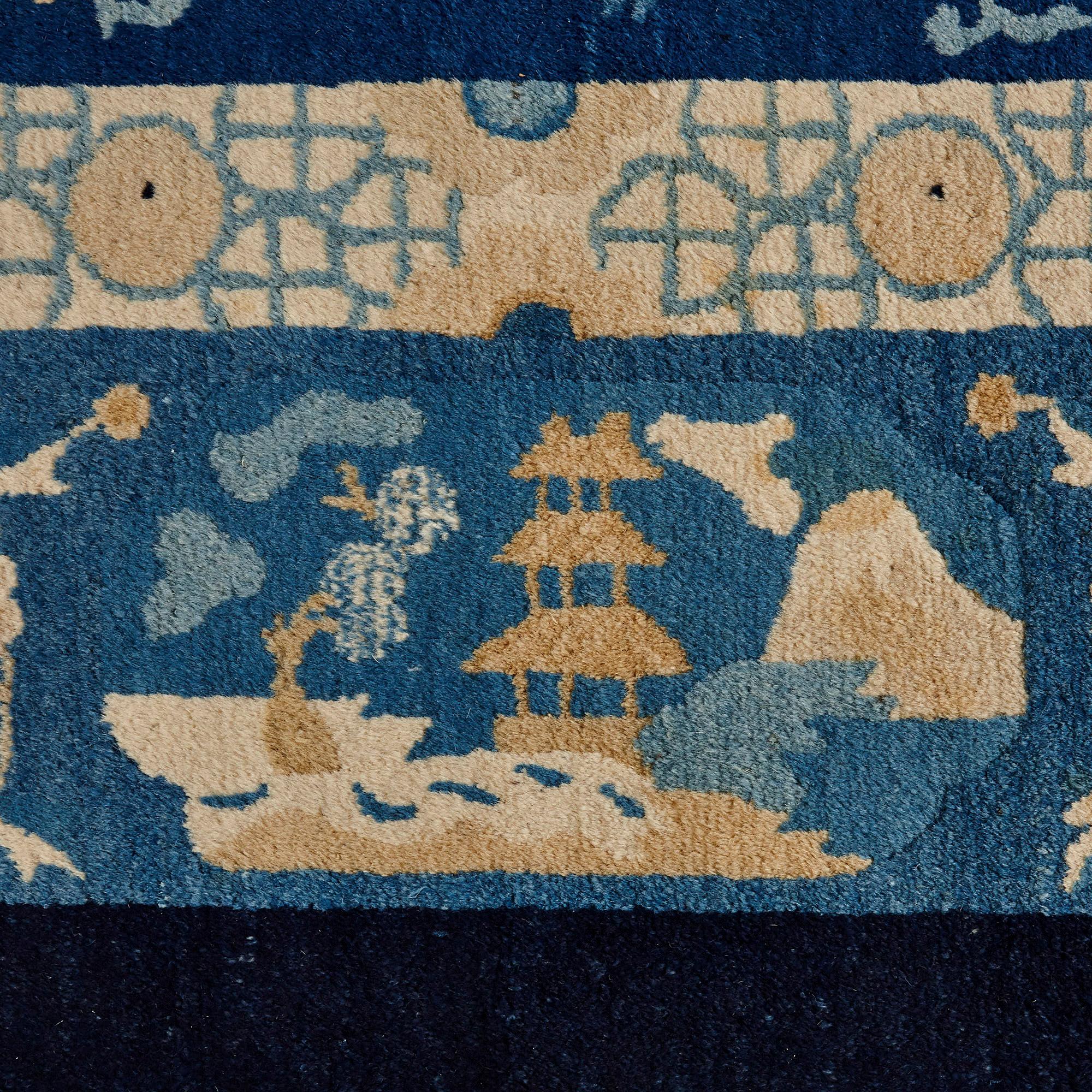 19th Century Antique Chinese Peking Wool Rug For Sale
