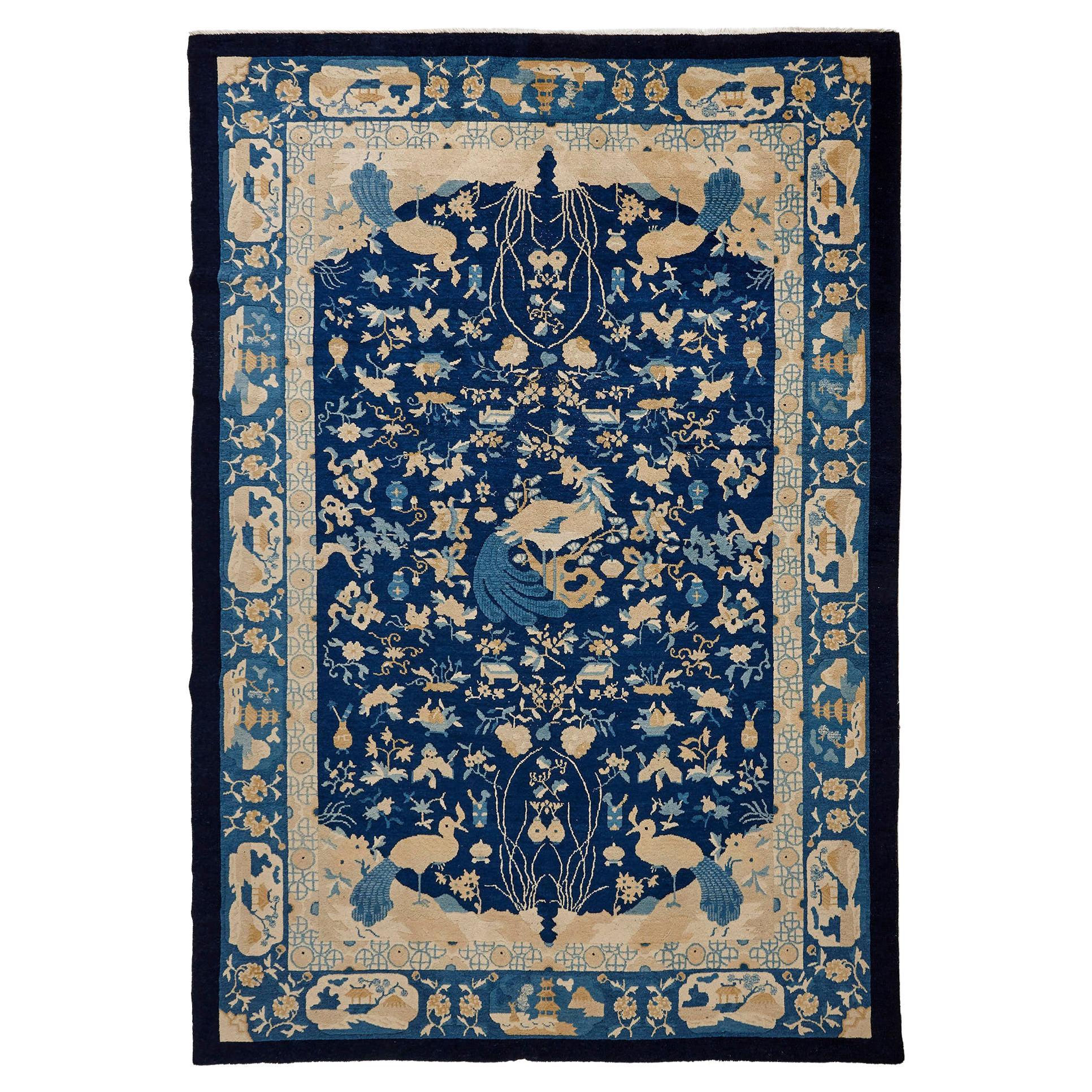 Antique Chinese Peking Wool Rug For Sale