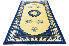 Antique Chinese Peking Yellow Field Rug