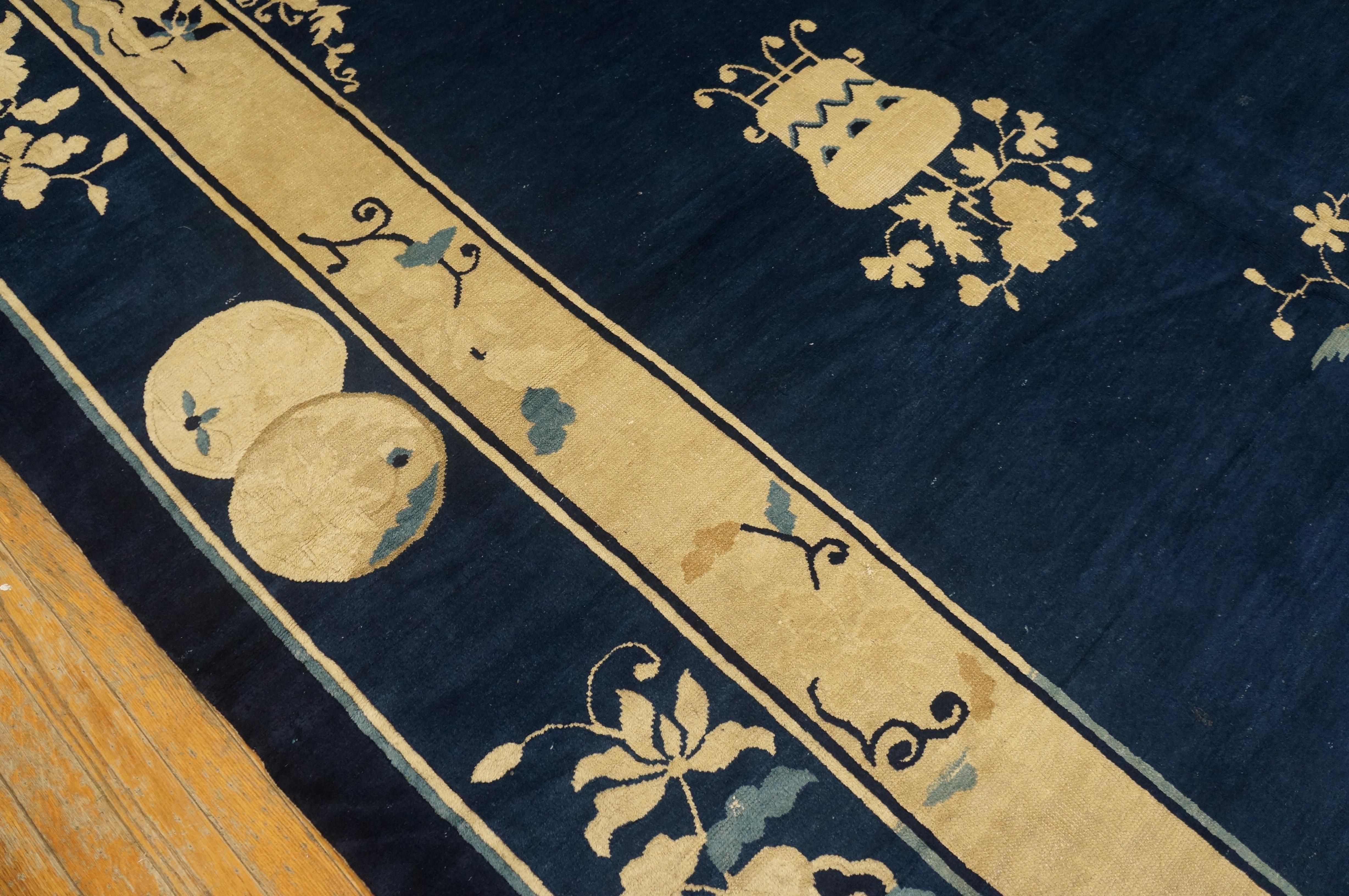 Wool 19th Century Chinese Perking Carpet ( 11'10