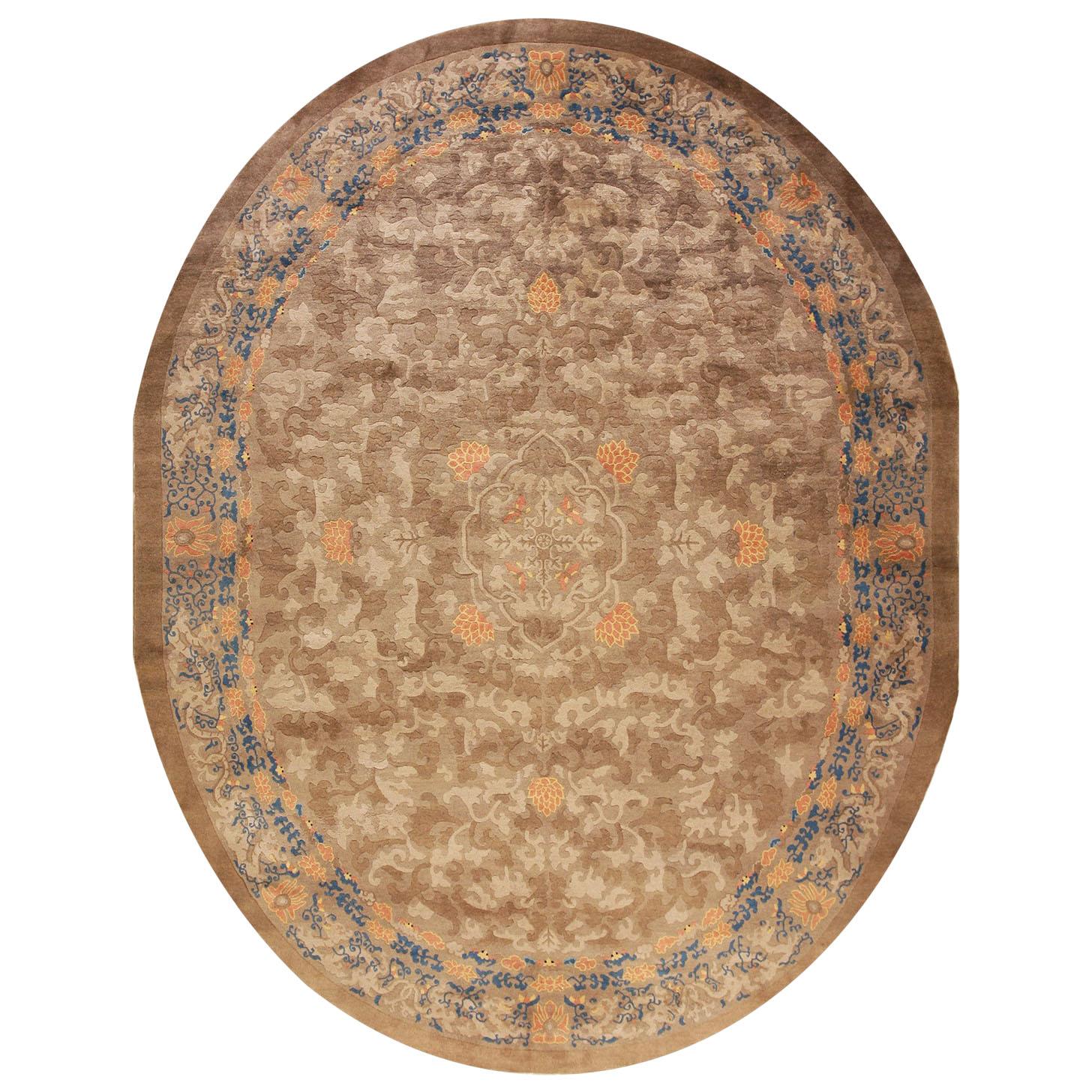 Late 19th Century Oval Chinese Perking Dragon Carpet ( 9' x 11' 8 ...