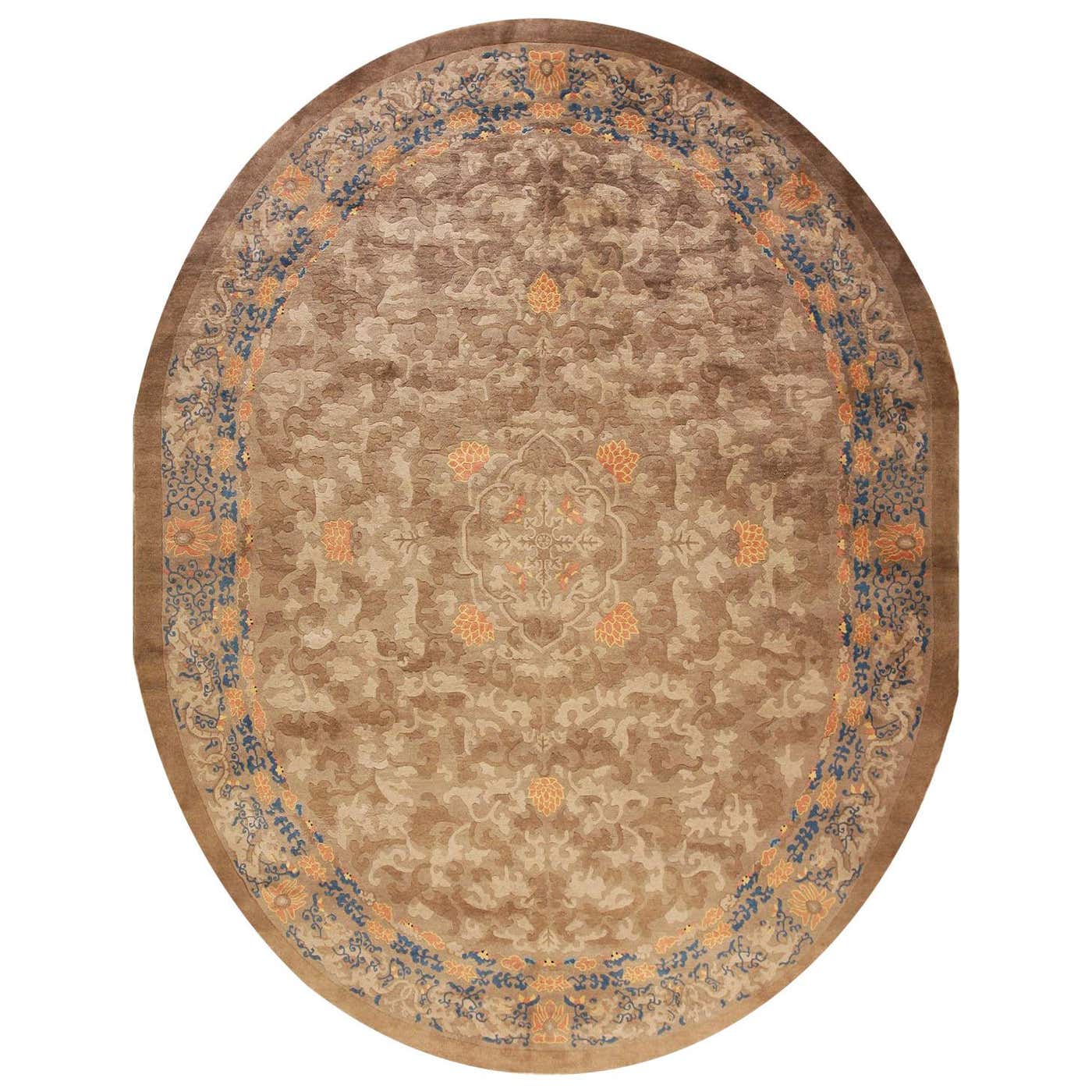 Late 19th Century Oval Chinese Perking Dragon Carpet ( 9' x 11' 8 ...