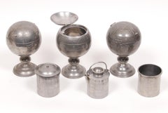 Antique Chinese Pewter Globe Tea Caddies, Set of 3