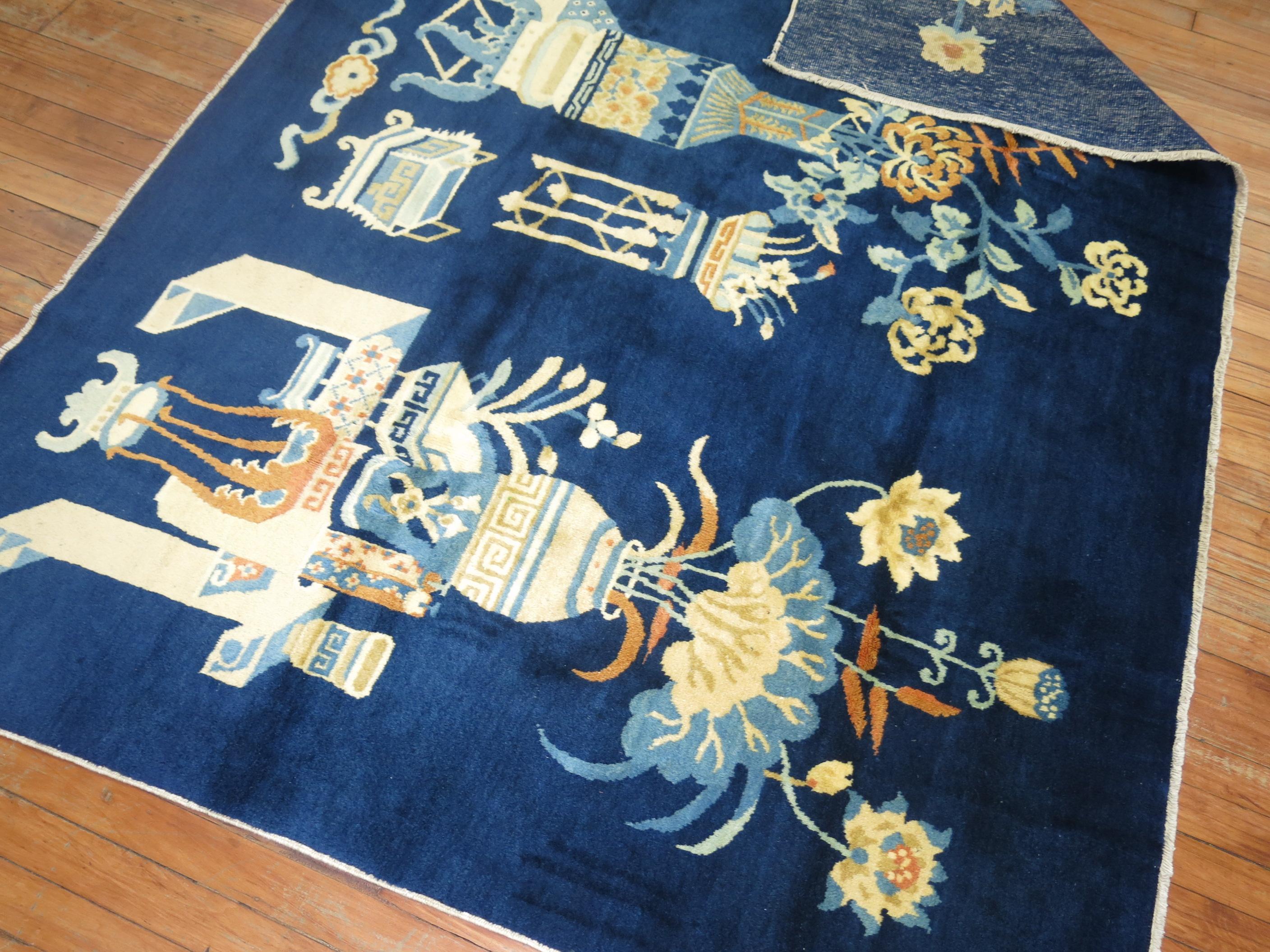 Romantic Antique Chinese Pictographic Rug For Sale
