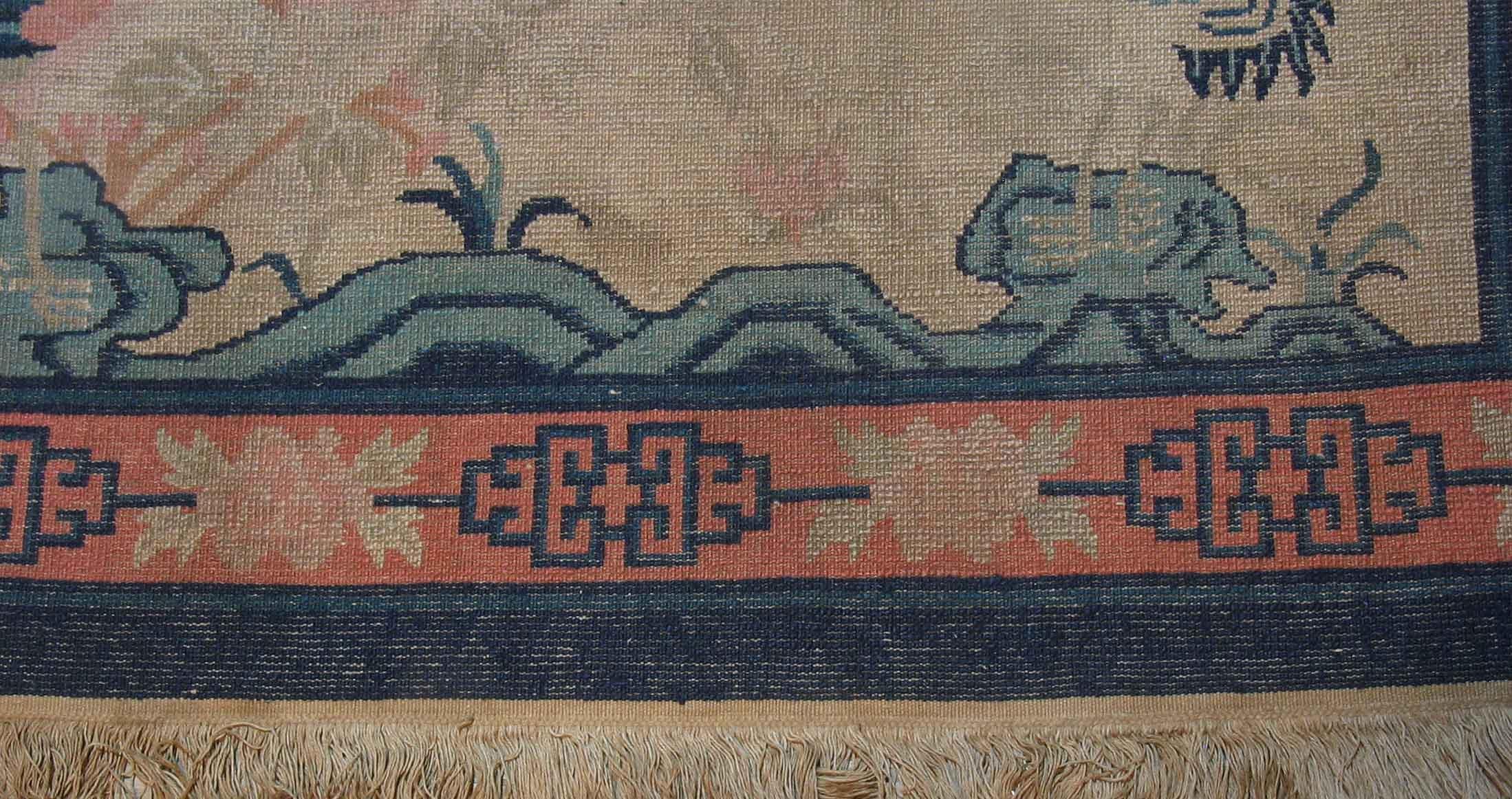 Wool Antique Chinese Pictorial Rug, First Quarter of the 20th Century For Sale