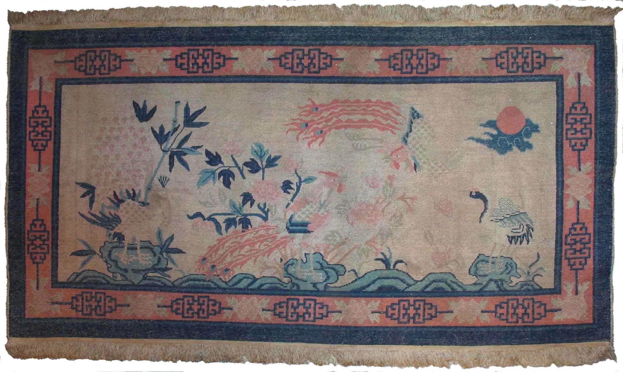 Laine Tapis pictural chinois ancien, premier quart du XXe siècle en vente