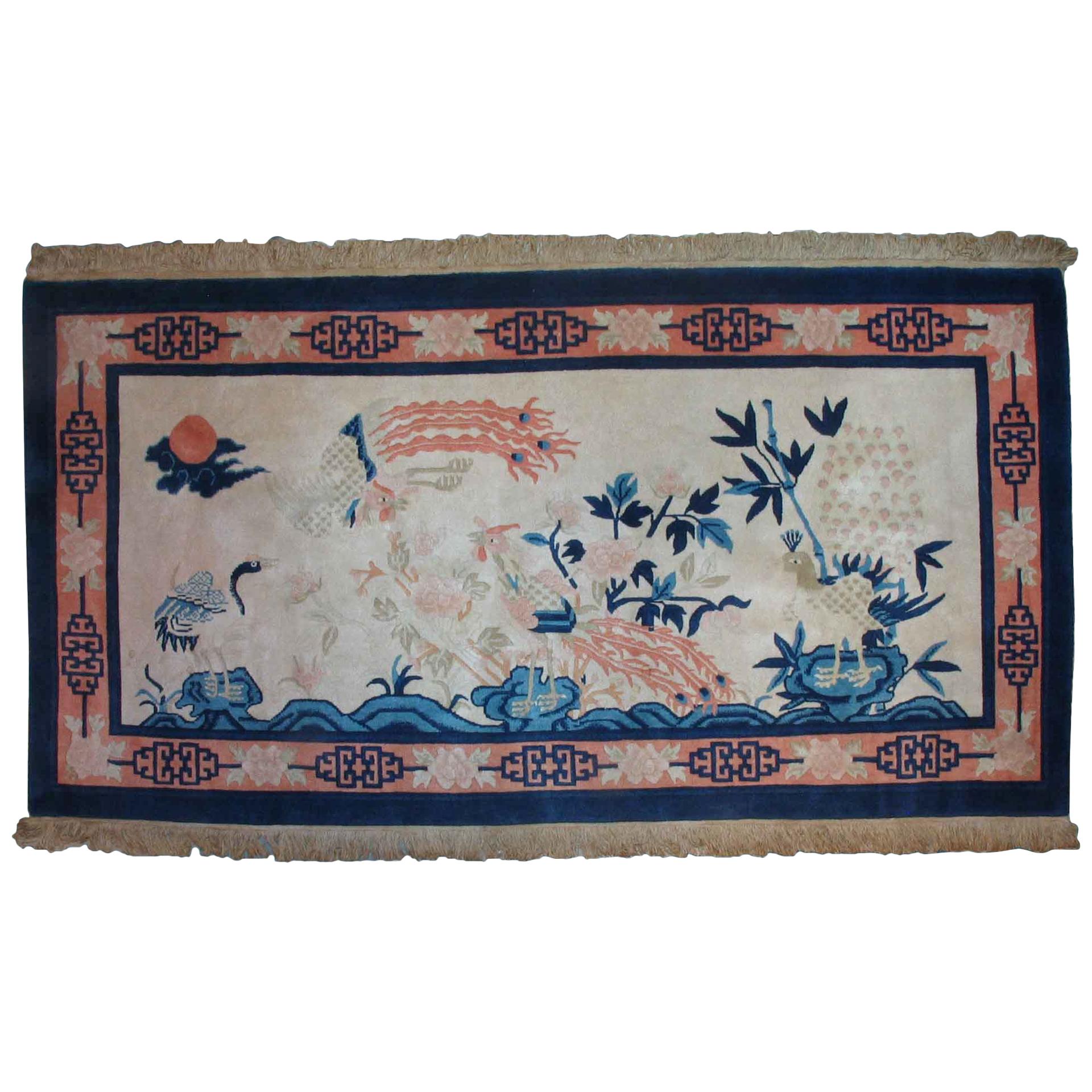 Antique Chinese Pictorial Rug, First Quarter of the 20th Century For Sale