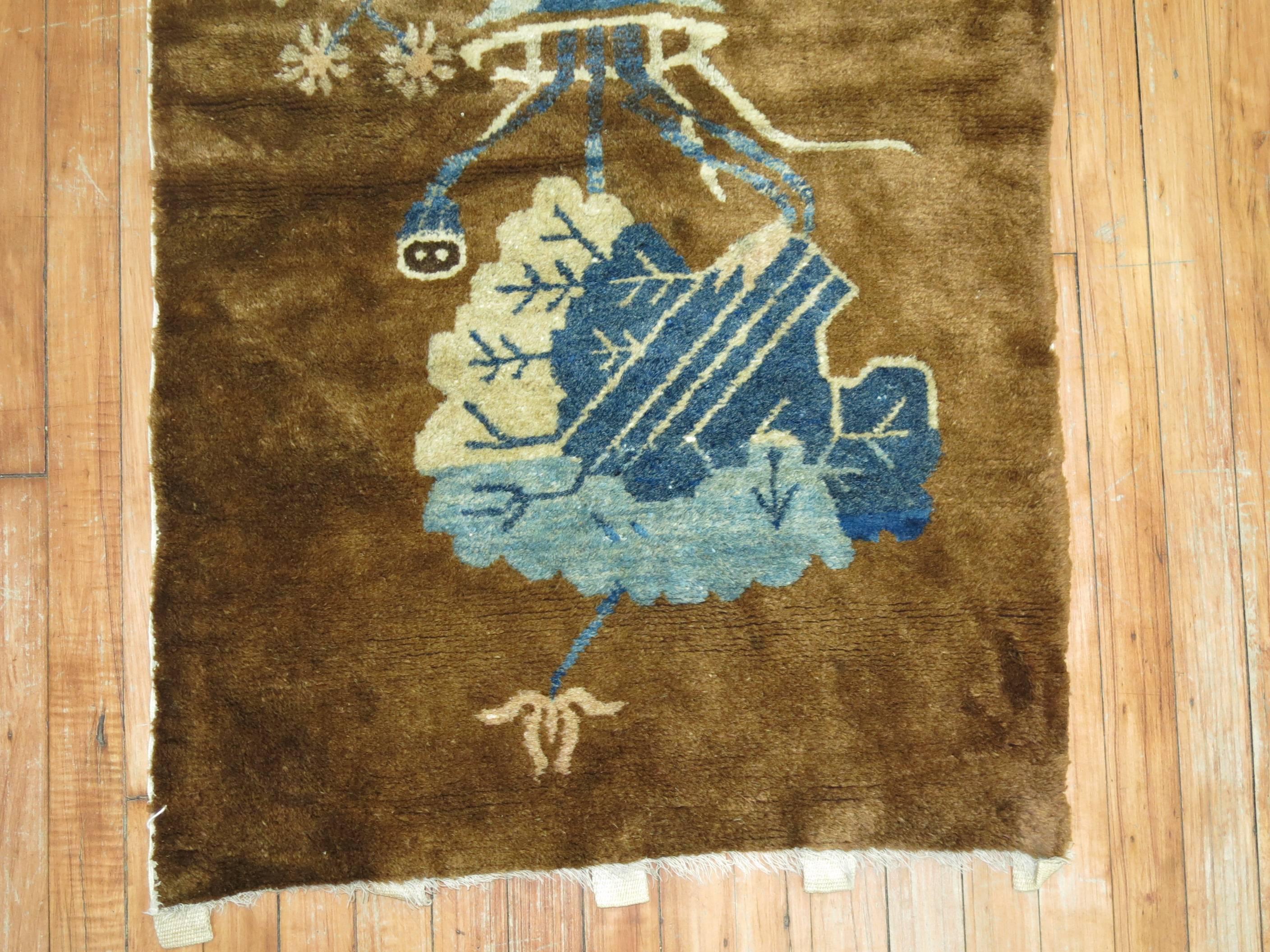 Expressionist Antique Chinese Pictorial Rug