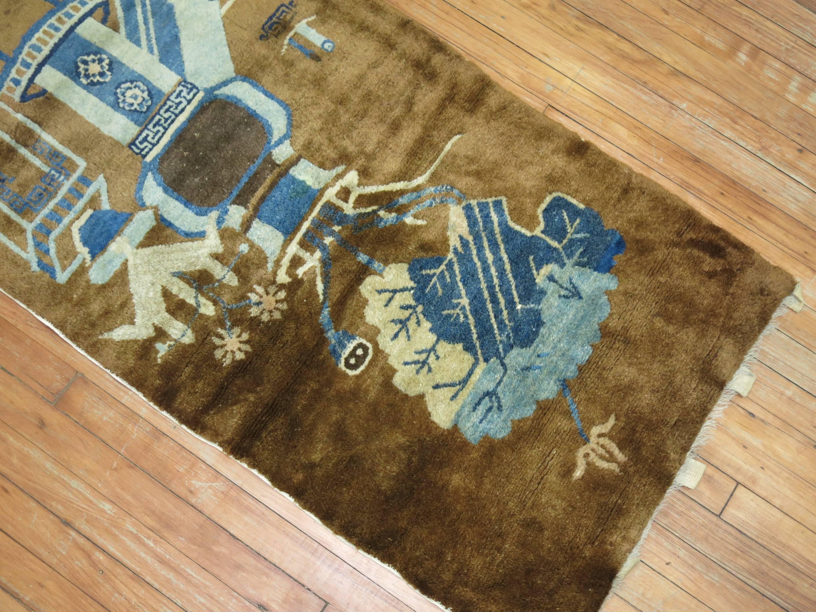 Antique Chinese Pictorial Rug In Excellent Condition In New York, NY