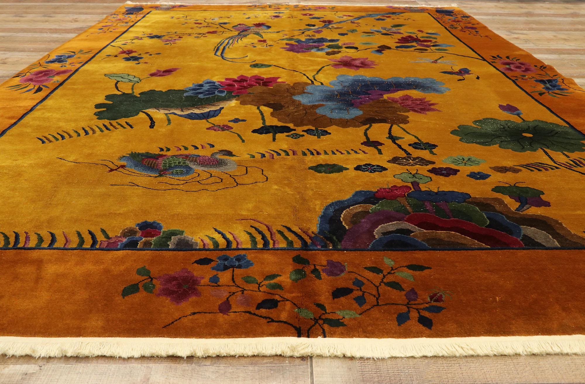Antique Chinese Pictorial Rug with Art Deco Style 1