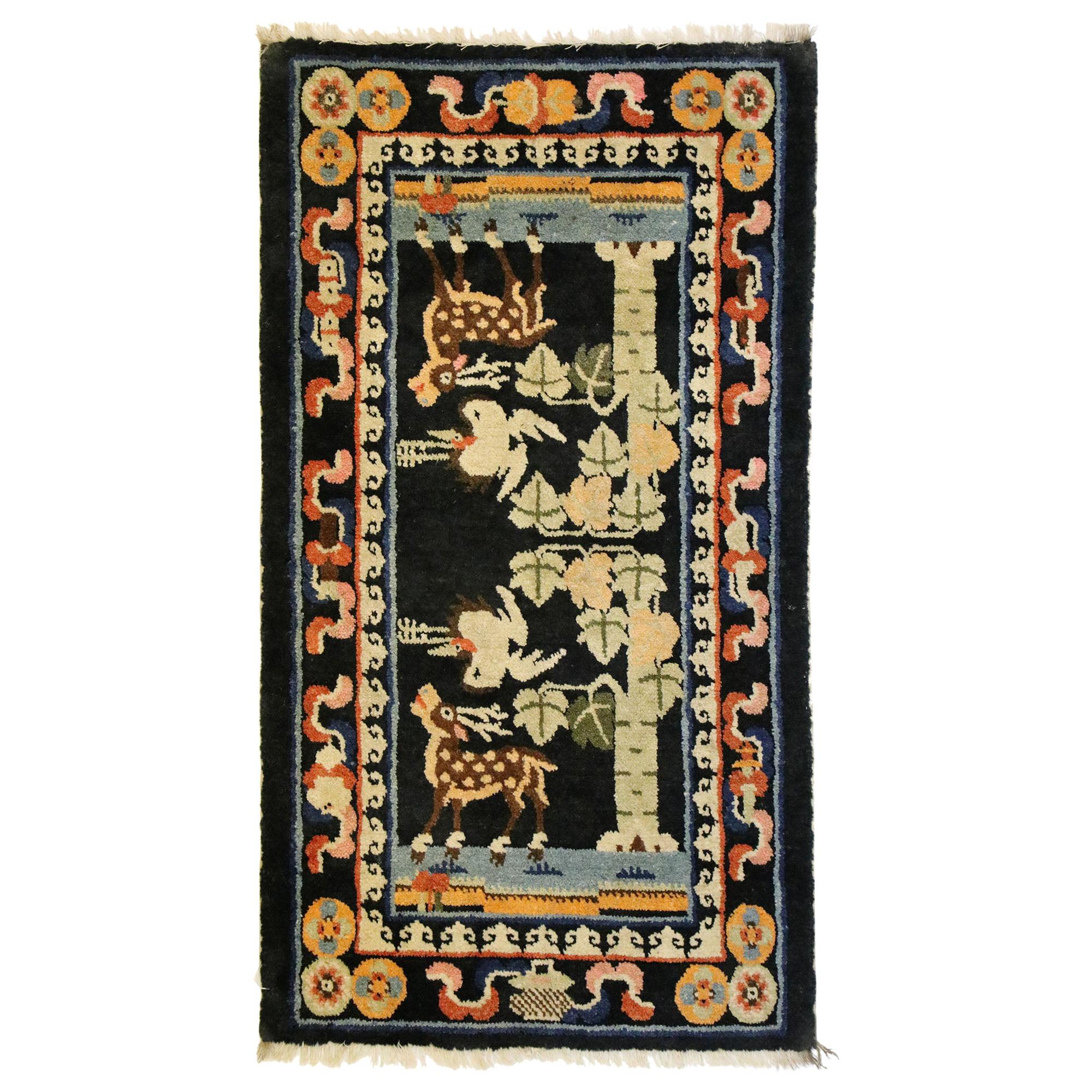 Unique Chinese Style Beautiful Doves Knots Blue Miniature Rug 1:12 