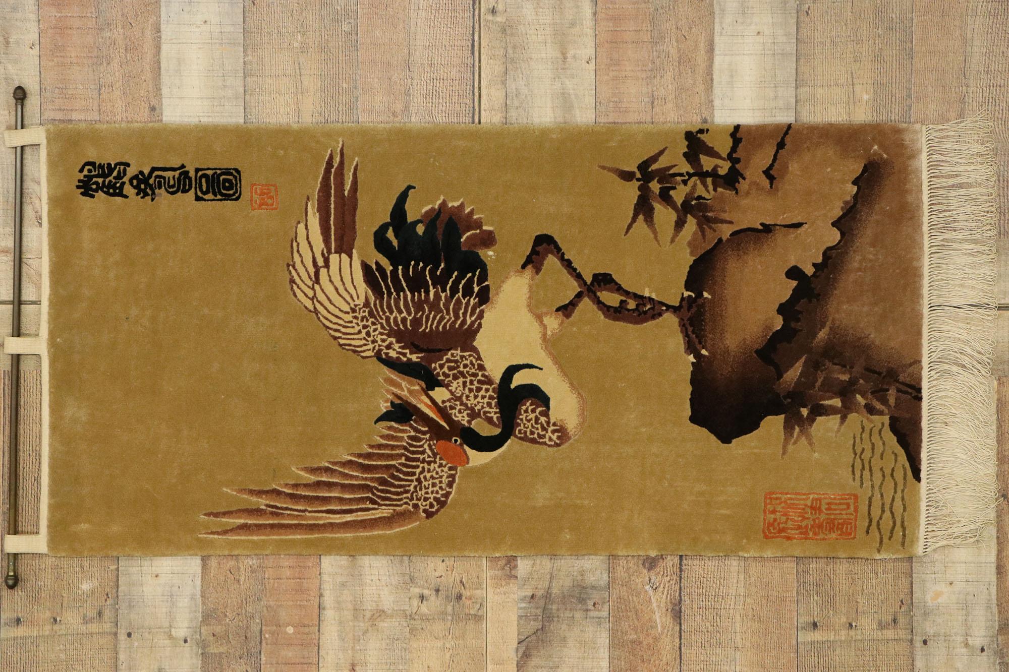 Antique Chinese Pictorial Tapestry with Traditional Crane Design For Sale 1