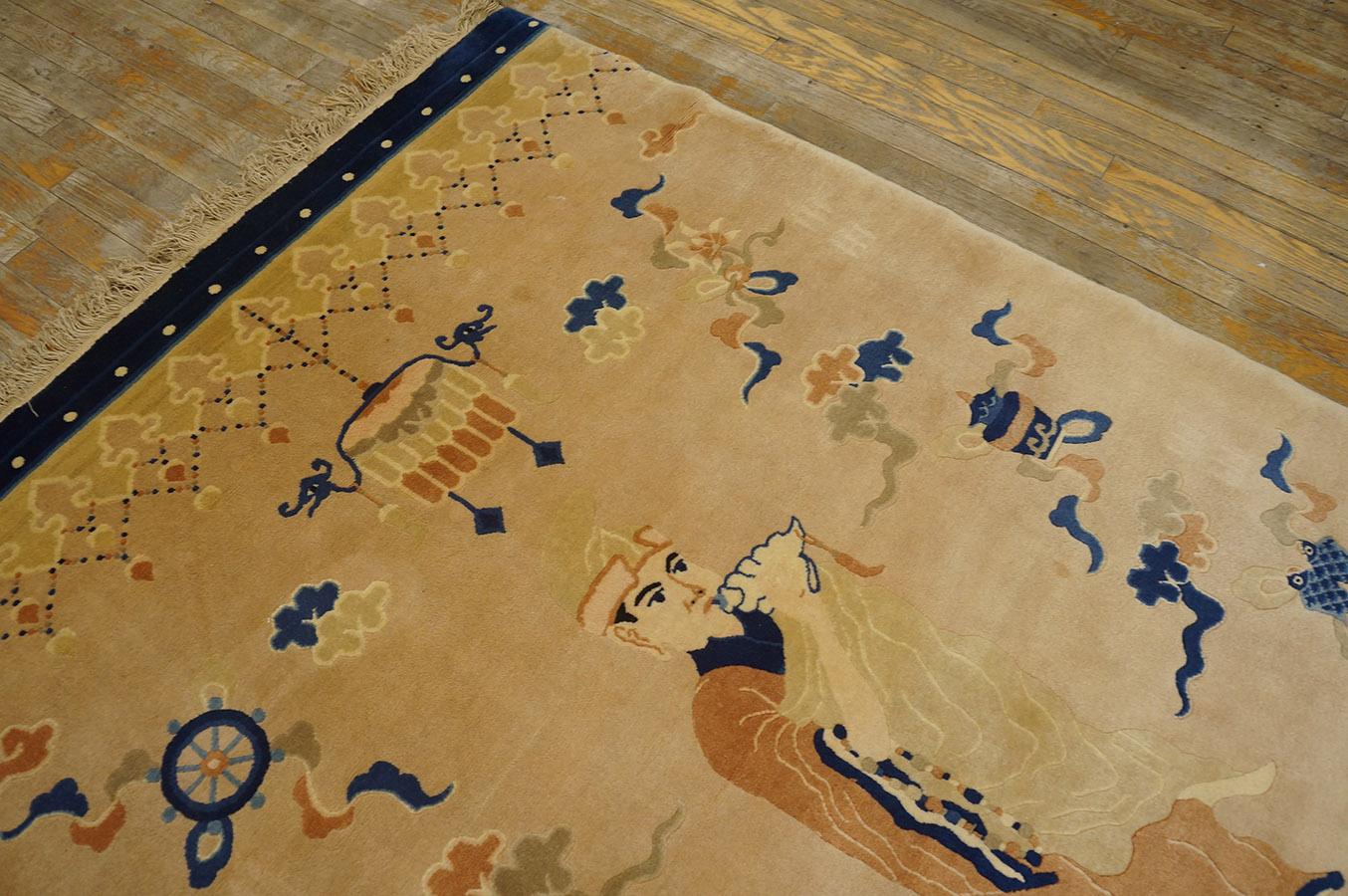 Late 20th Century Vintage 1980s Chinese Peking Pillar Carpet ( 4' x 7' - 122 x 213 ) For Sale