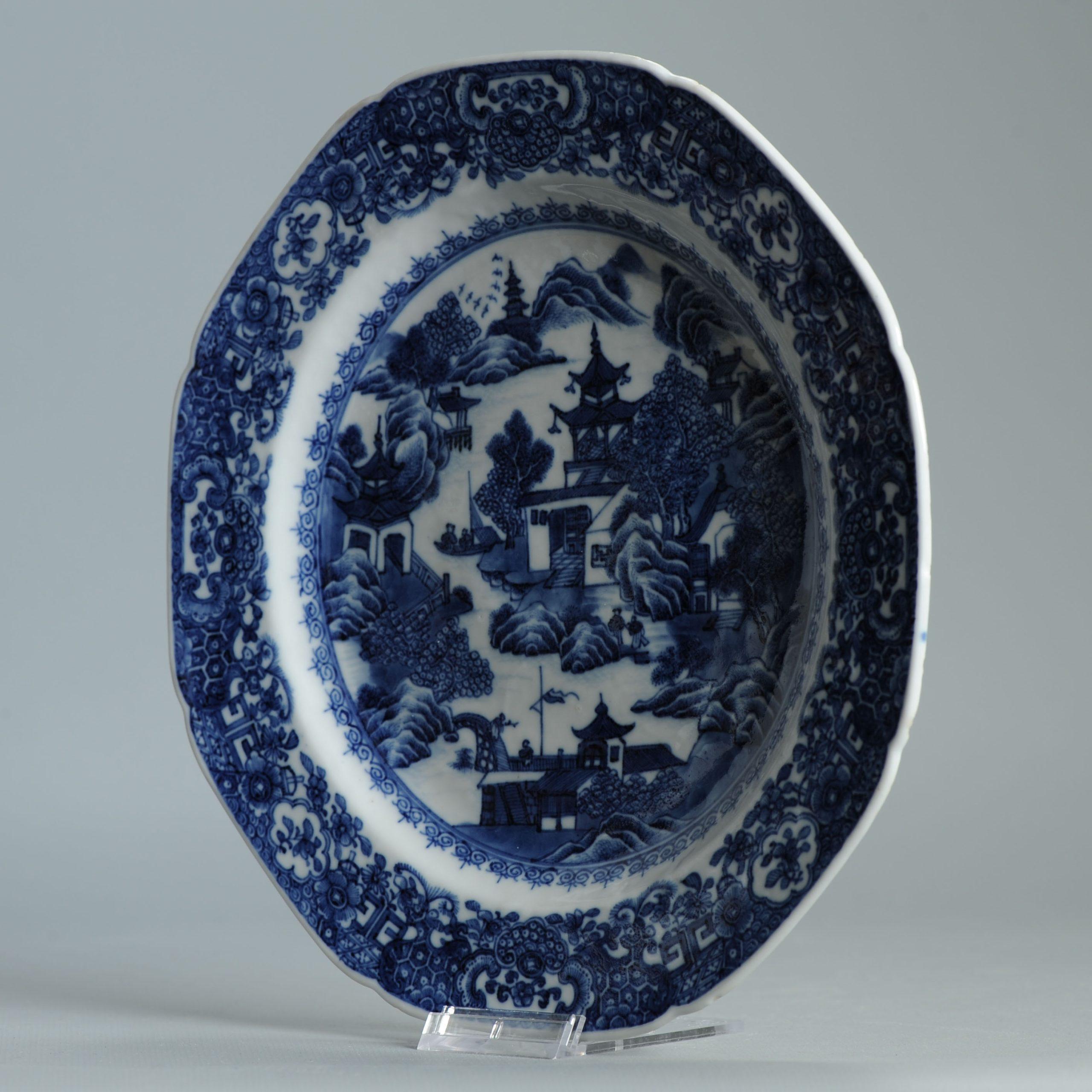 Antiker chinesischer Teller - Qianlong 1750 - Blumen - Porzellan Qing-Dynastie China im Angebot 6