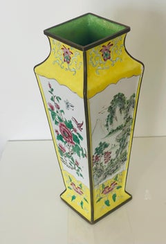 Antique Chinese Polychrome Enamel Bronze Vase