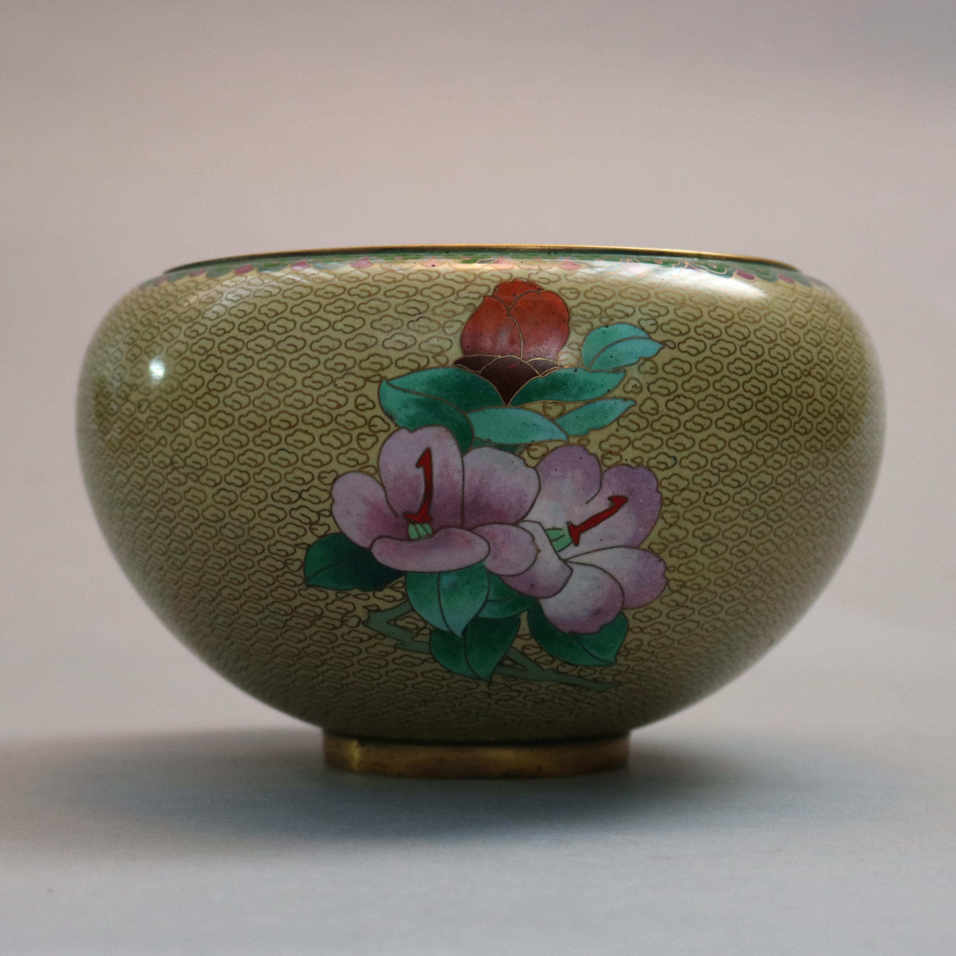 Antique Chinese Polychrome Floral Cloisonné Enameled Bowl, circa 1900 5