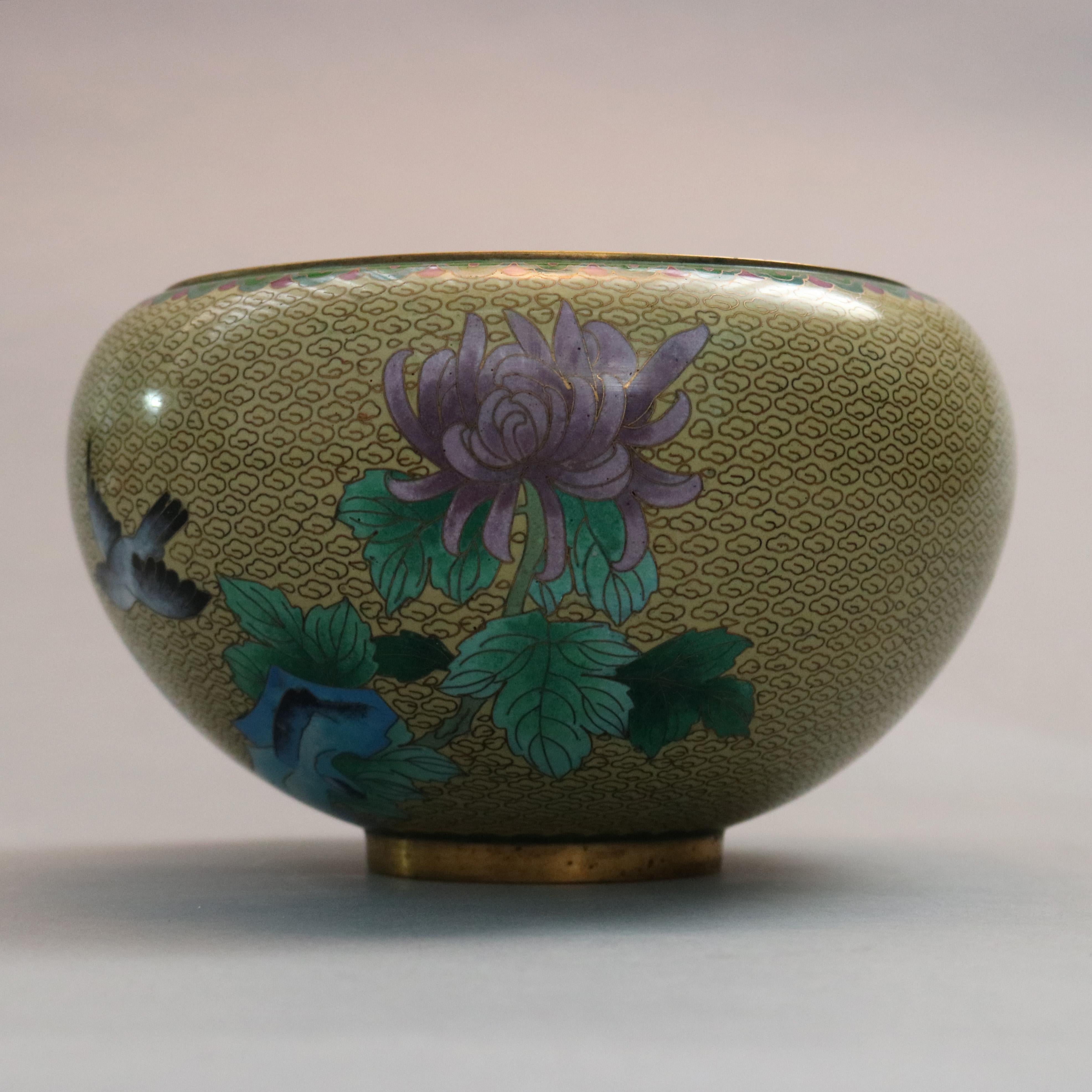 Antique Chinese Polychrome Floral Cloisonné Enameled Bowl, circa 1900 4