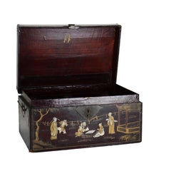 Antique Chinese Polychromed Chinoiserie Document Box c1890