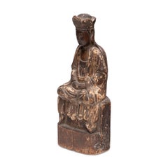 Antique Chinese Polychromed Seated Amitāyus Figure, 19th Century