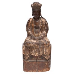 Antique Chinese Polychromed Seated Amitāyus Figure, 19th Century