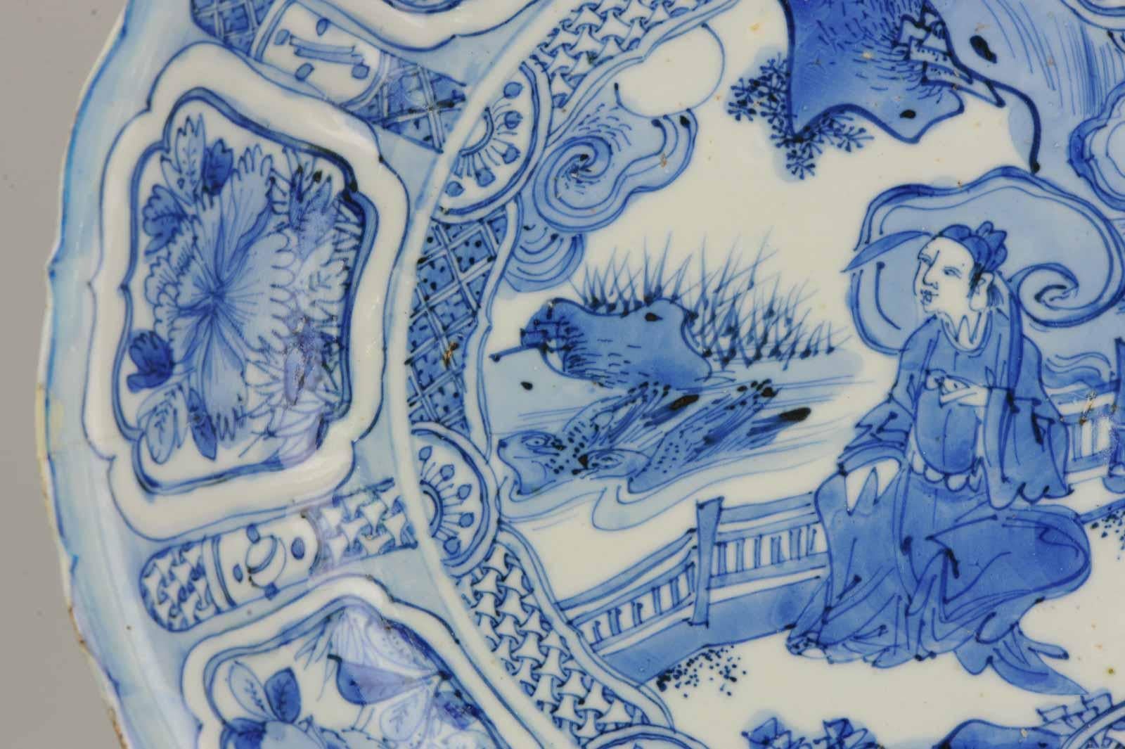 Antique Chinese Porcelain Wanli Kraak porcelain Plate Literatus 5